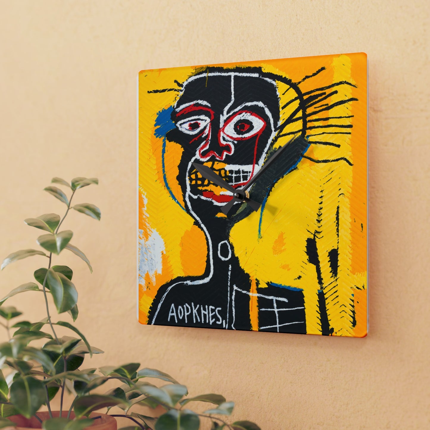 Jean-Michel Basquiat "Cabeza" Artwork Acrylic Wall Clock