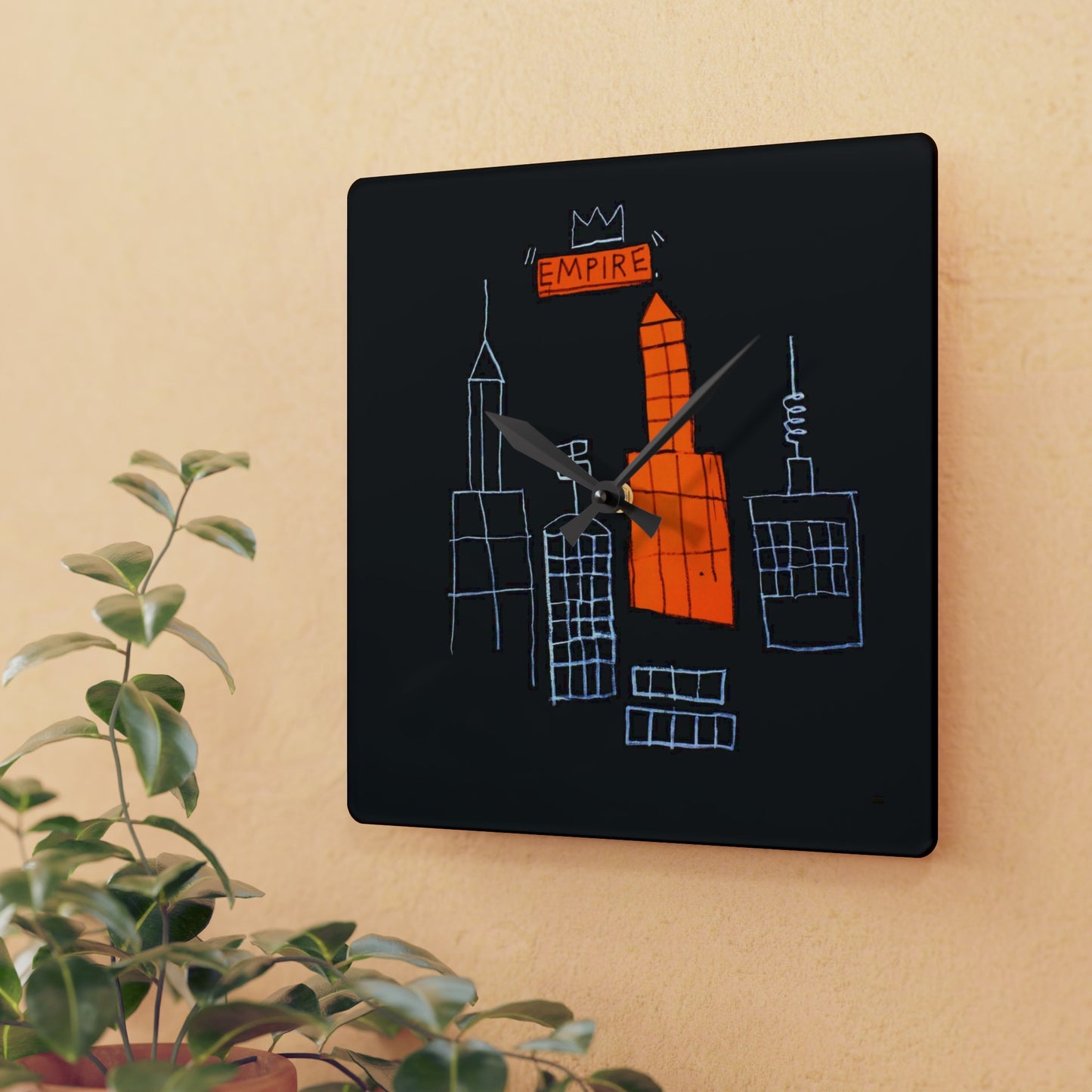 Jean-Michel Basquit "Mecca" Artwork Square Acrylic Wall Clock