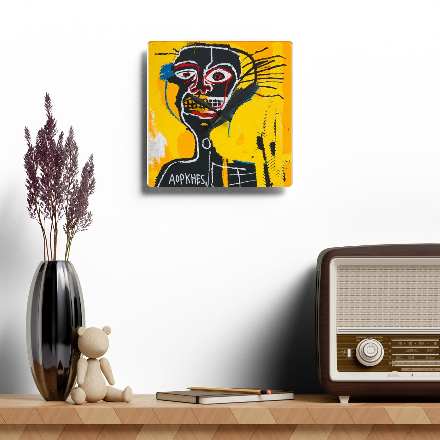 Jean-Michel Basquiat "Cabeza" Artwork Acrylic Wall Clock