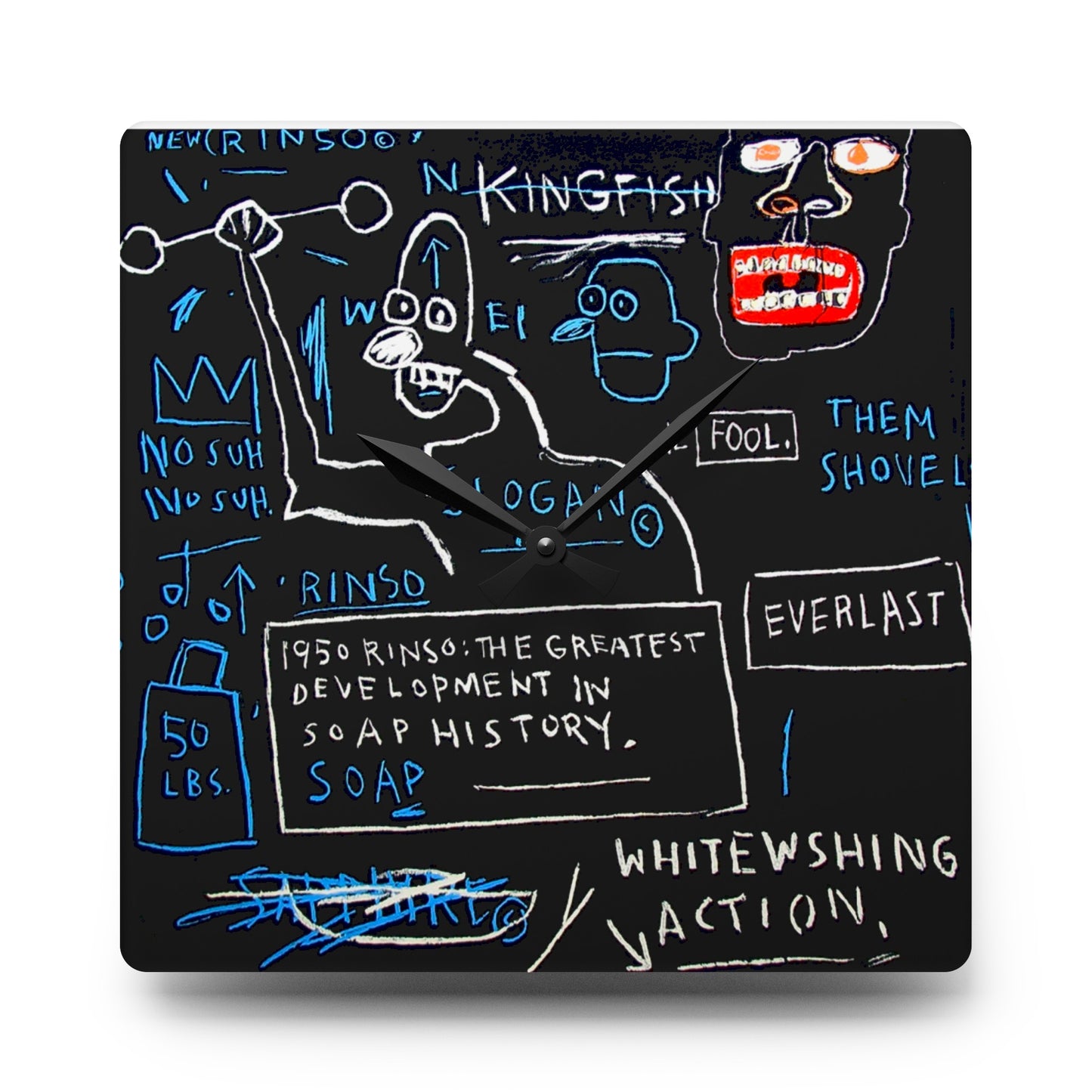 Jean-Michel Basquiat "Rinso" Artwork Acrylic Wall Clock