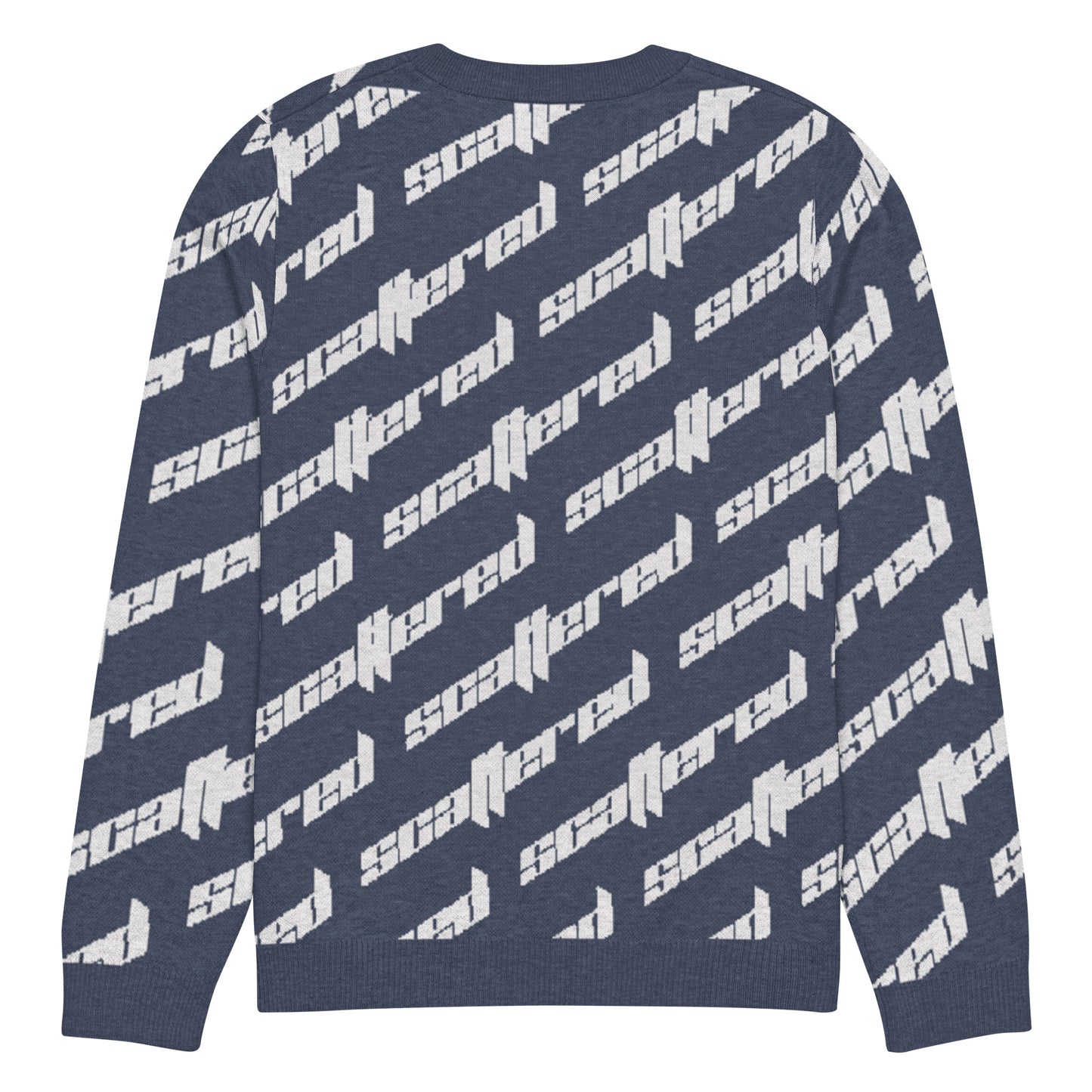 Navy Blue Scattered Logo Knitted Crewneck Sweater