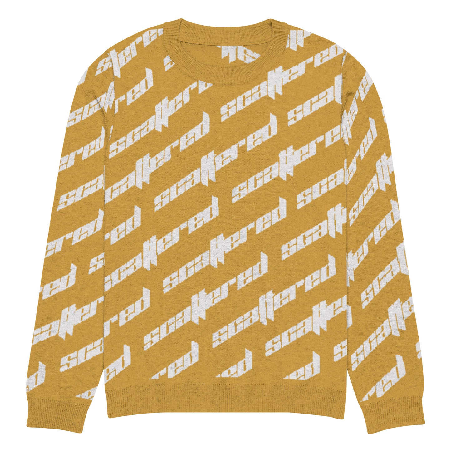 Mustard Yellow Scattered Logo Knitted Crewneck Sweater