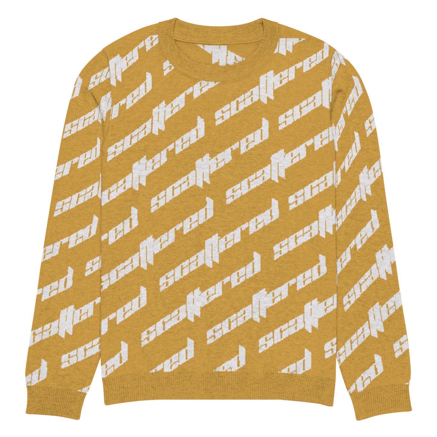 Mustard Yellow Scattered Logo Knitted Crewneck Sweater