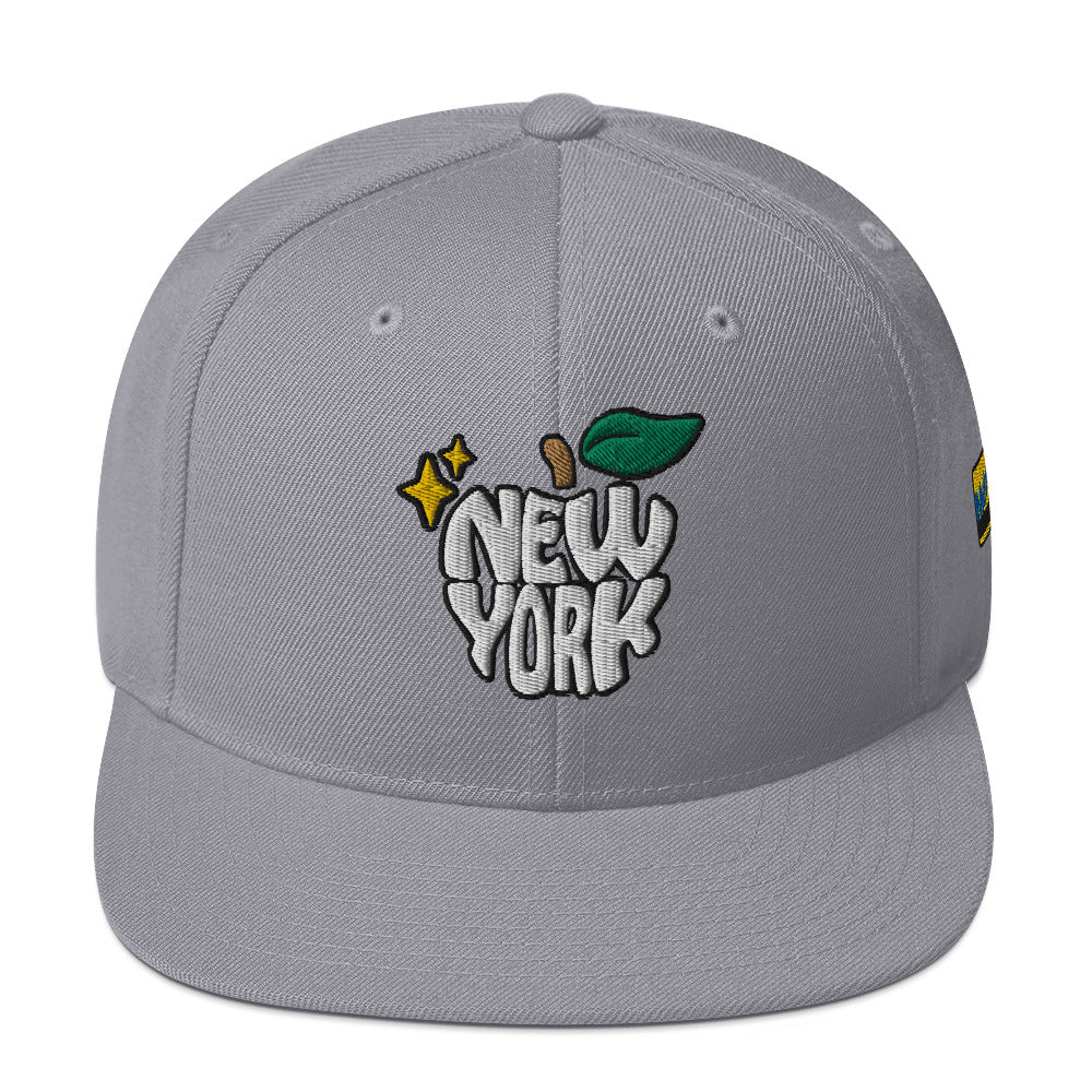 New York Apple Logo Embroidered Snapback Hat (Metro Card)