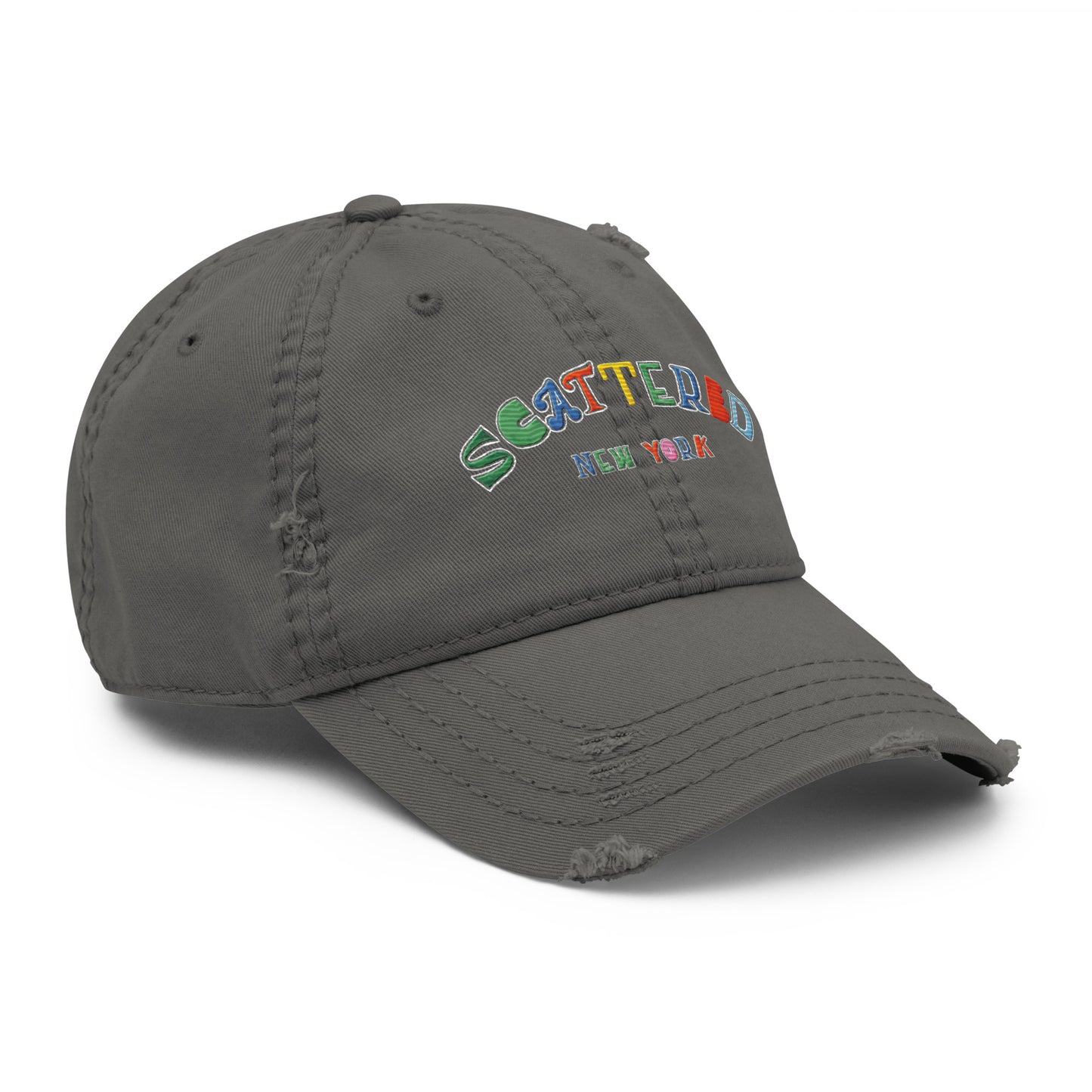 Scattered S/S '25 Logo Embroidered Distressed Dad Hat