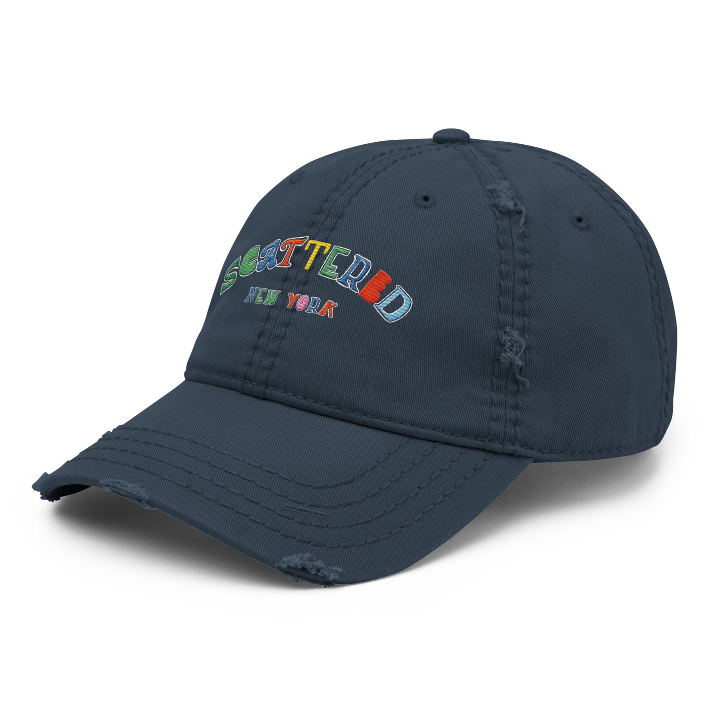 Scattered S/S '25 Logo Embroidered Distressed Dad Hat
