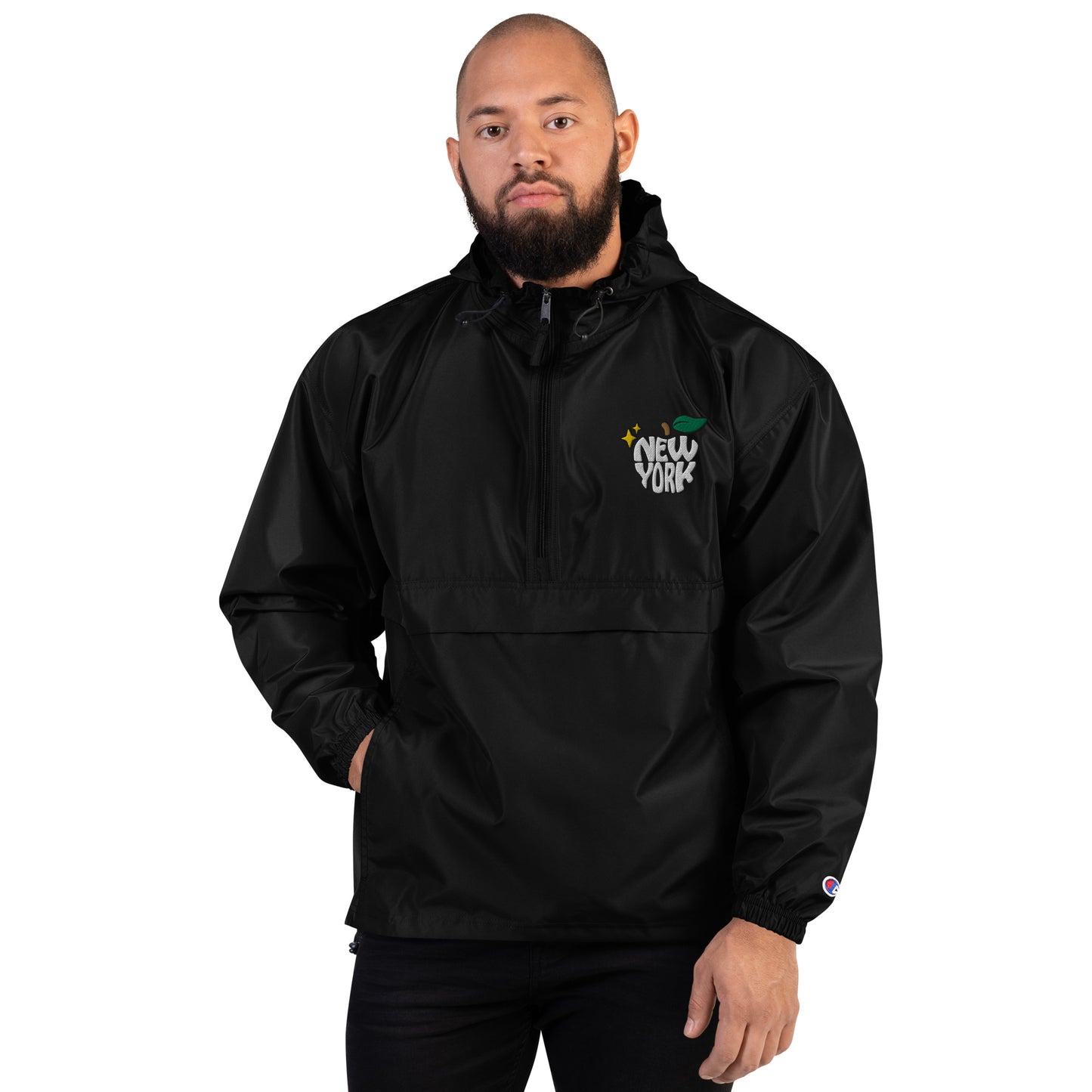 New York Apple Logo Embroidered Champion Packable Jacket