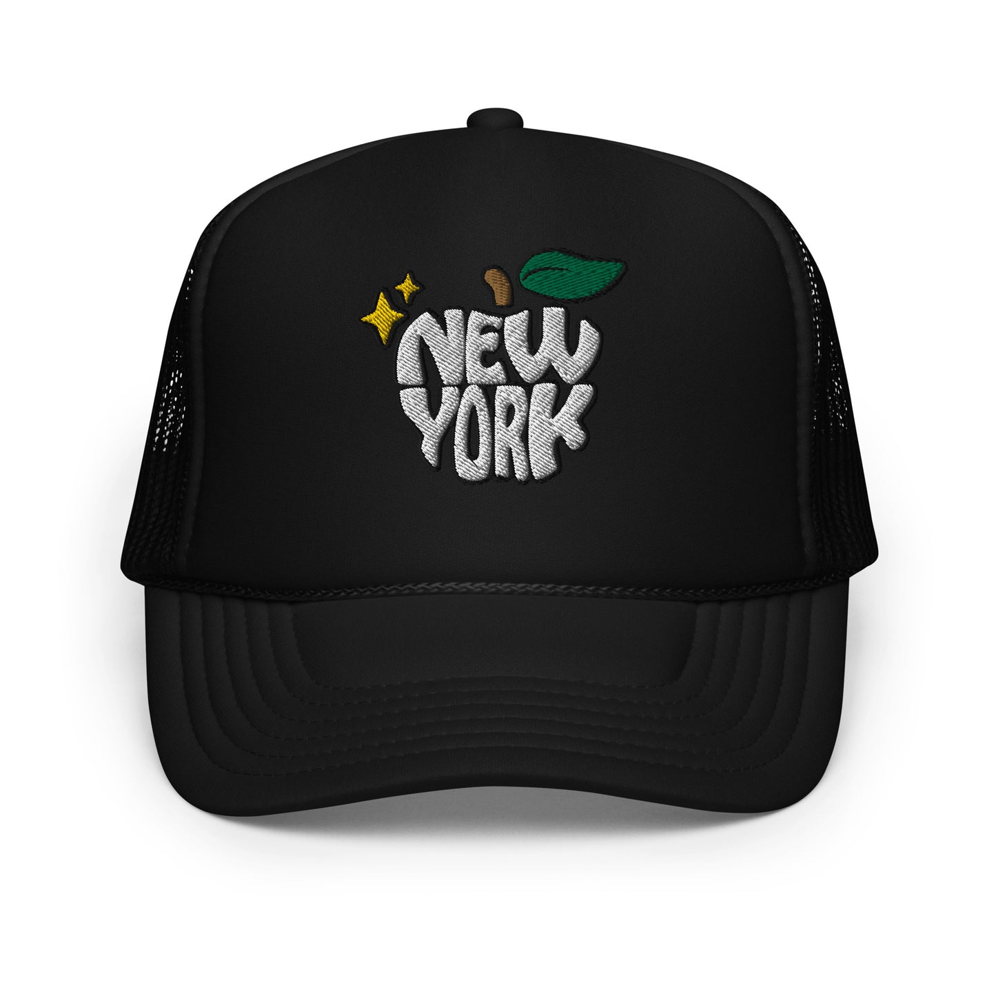 New York Apple Logo Embroidered Foam trucker hat