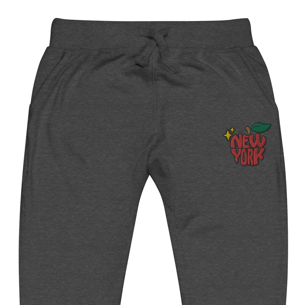 New York Apple Logo Embroidered Fleece Sweatpants