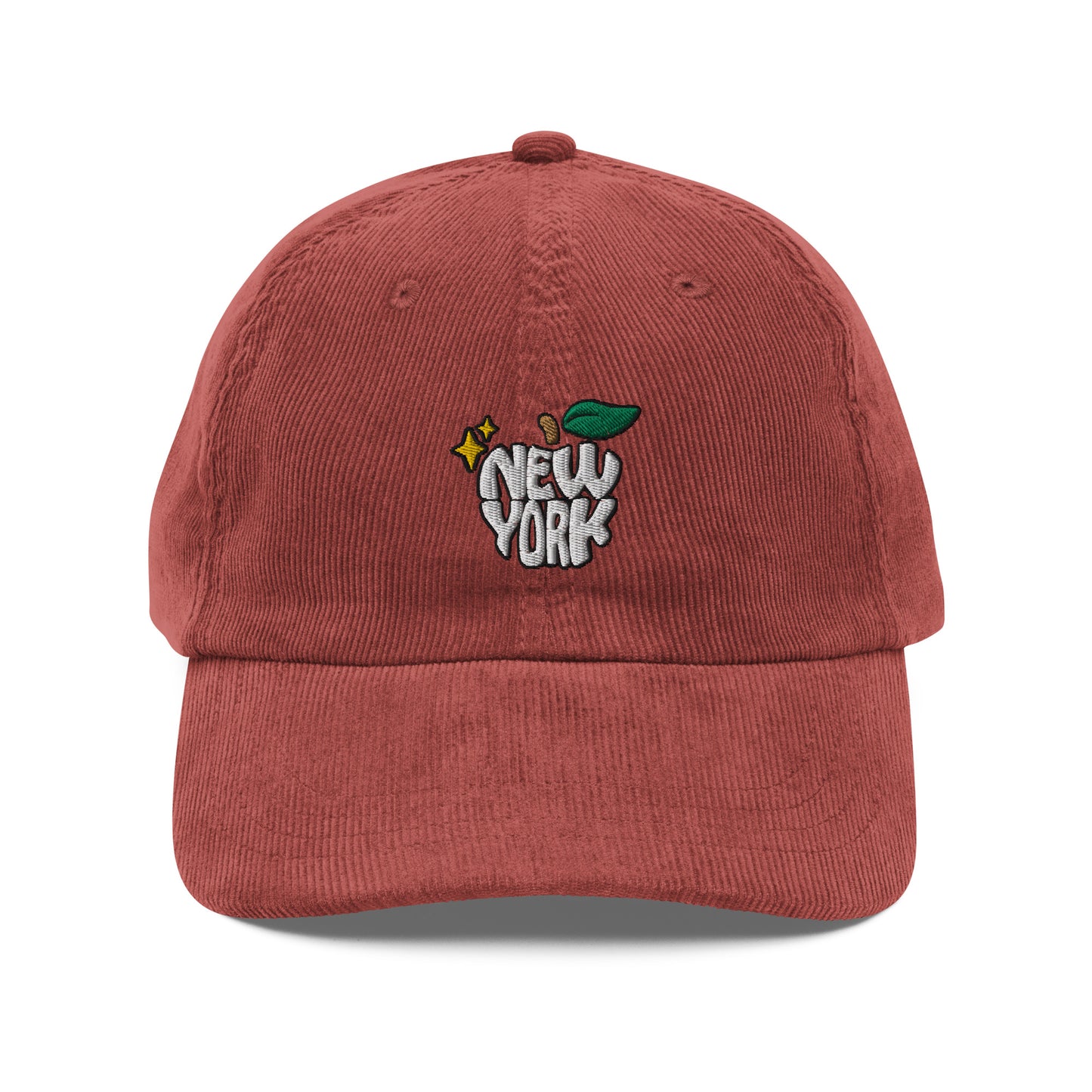 New York Apple Logo Embroidered Vintage corduroy cap