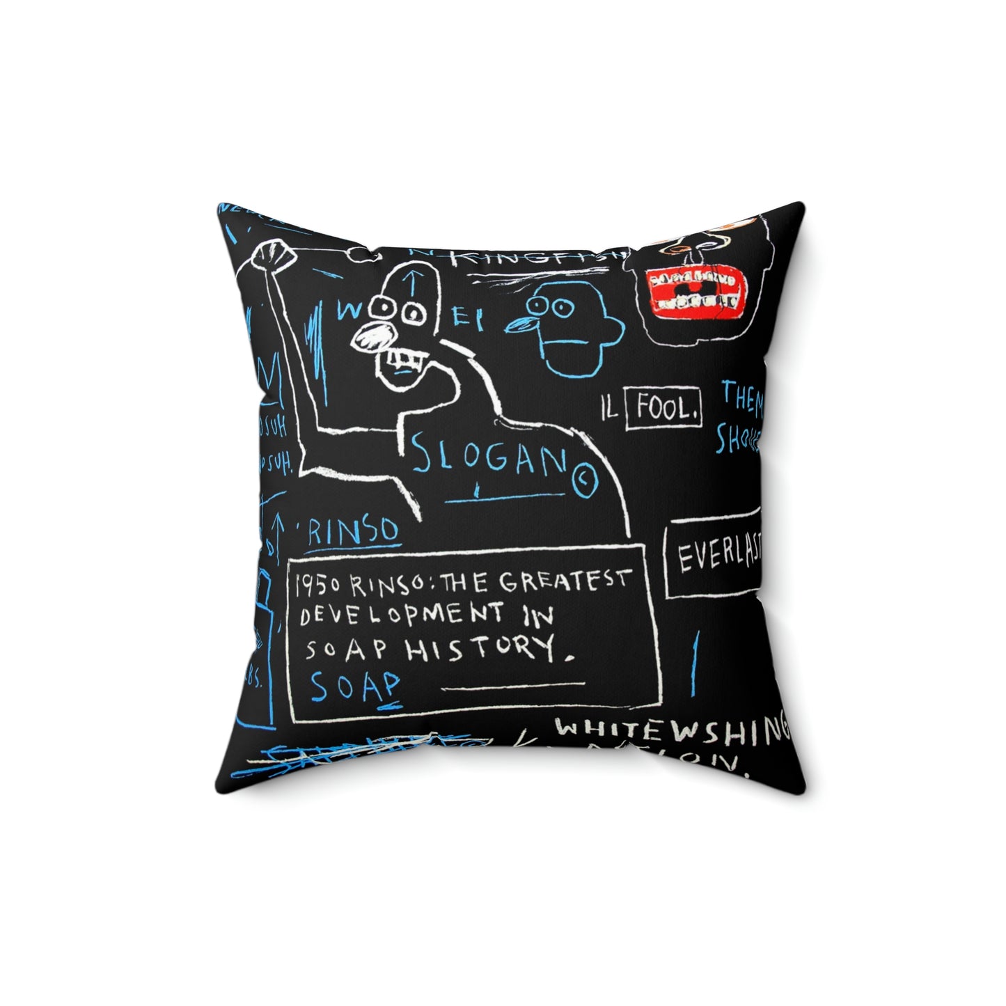 Jean-Michel Basquiat "Rinso" Artwork Square Throw Pillow