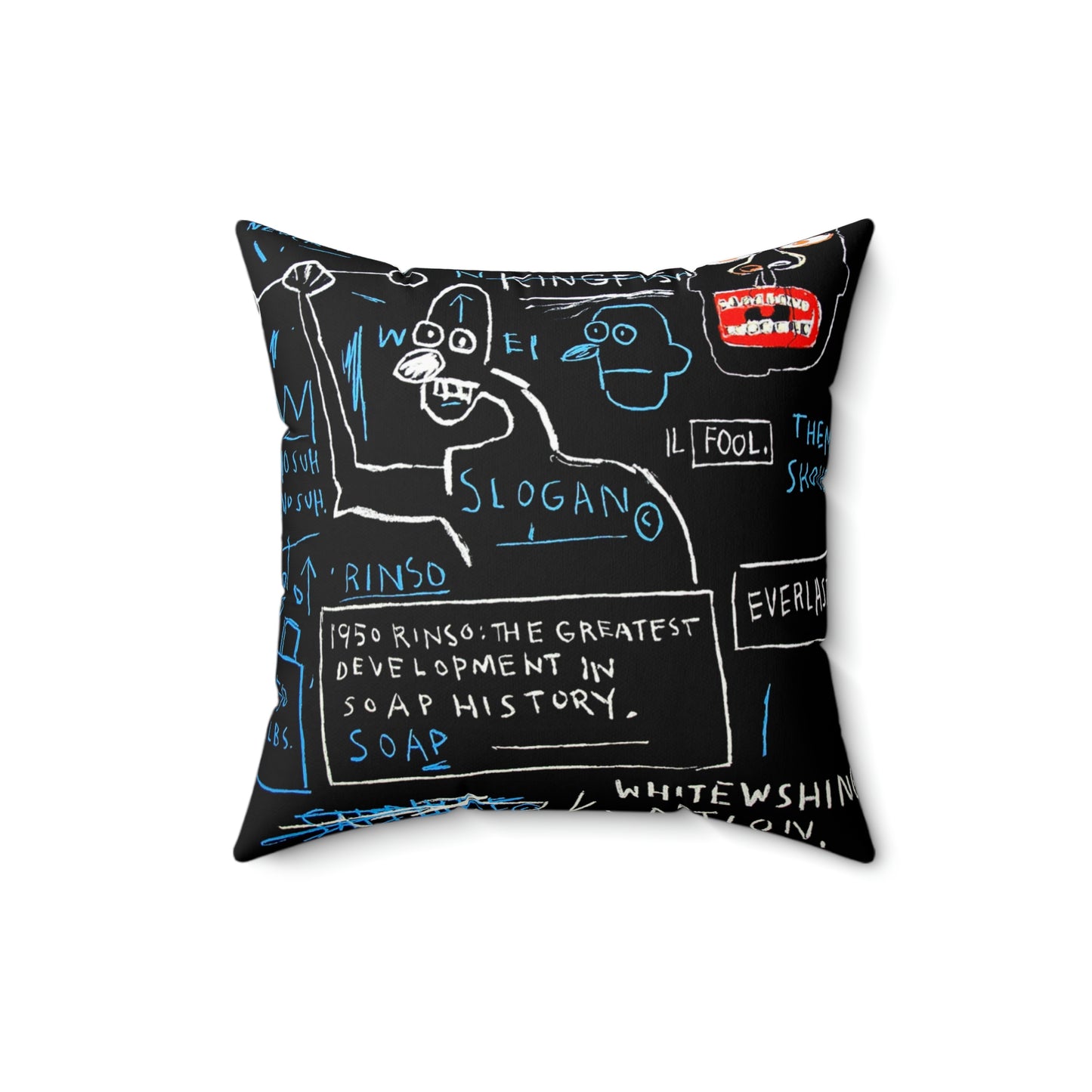 Jean-Michel Basquiat "Rinso" Artwork Square Throw Pillow