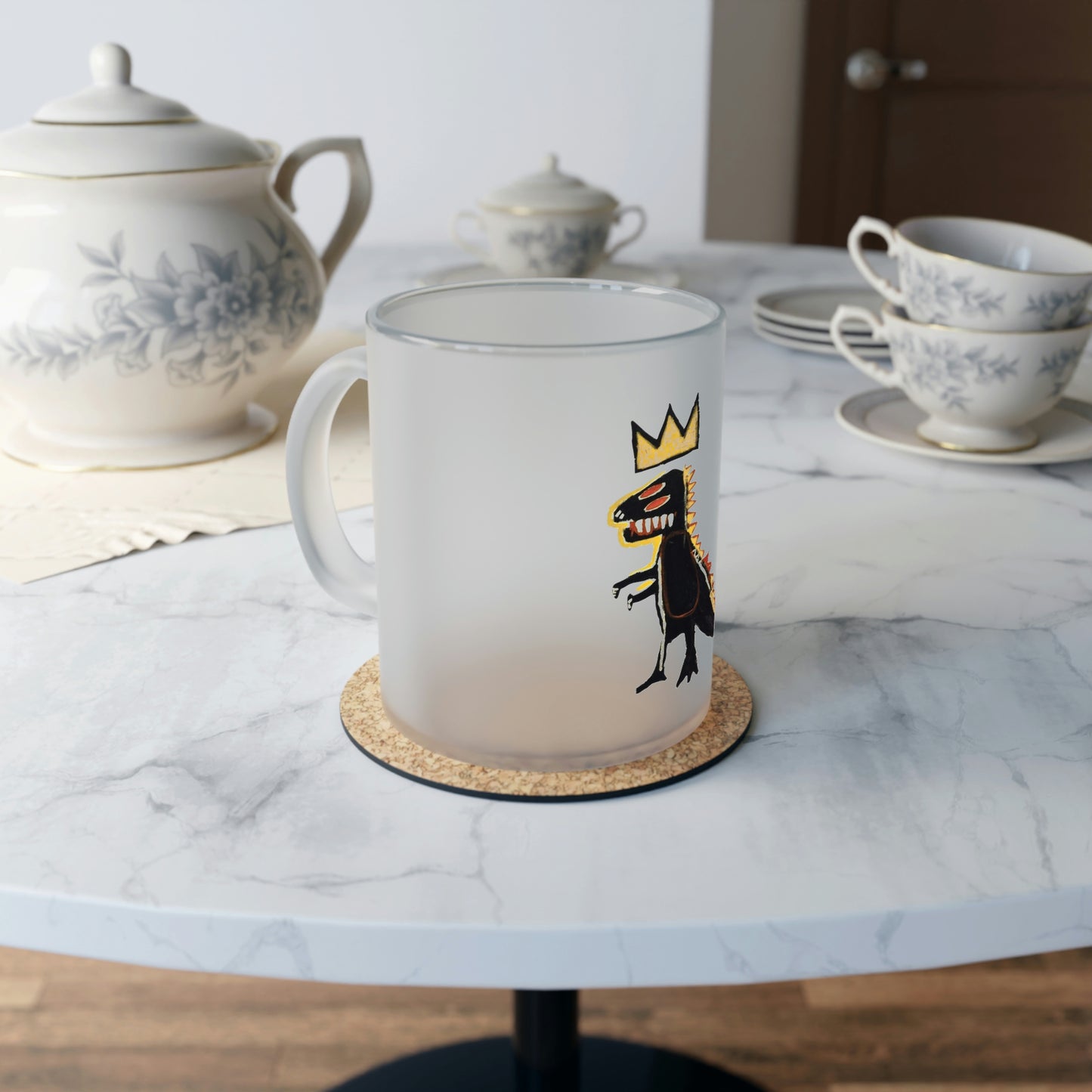 Jean-Michel Basquiat "Dinosaur" Frosted Glass Mug