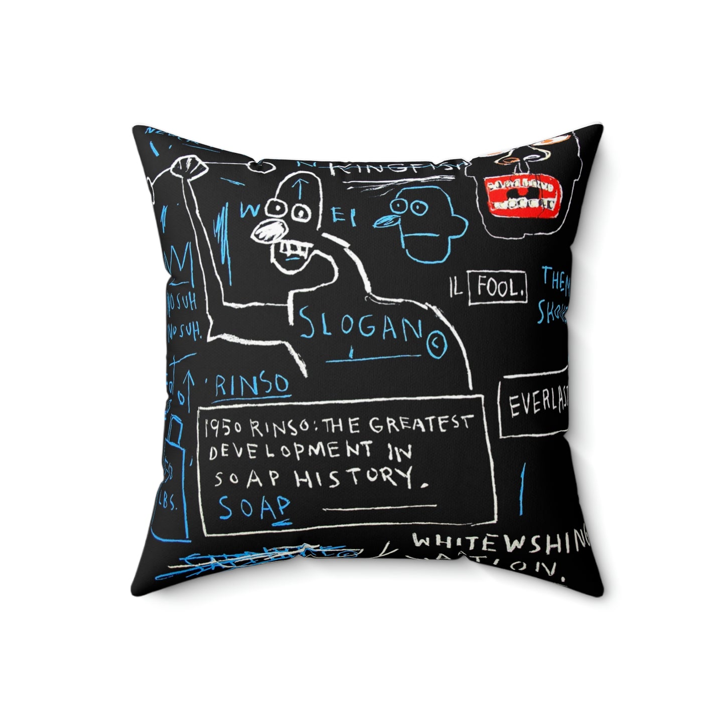 Jean-Michel Basquiat "Rinso" Artwork Square Throw Pillow