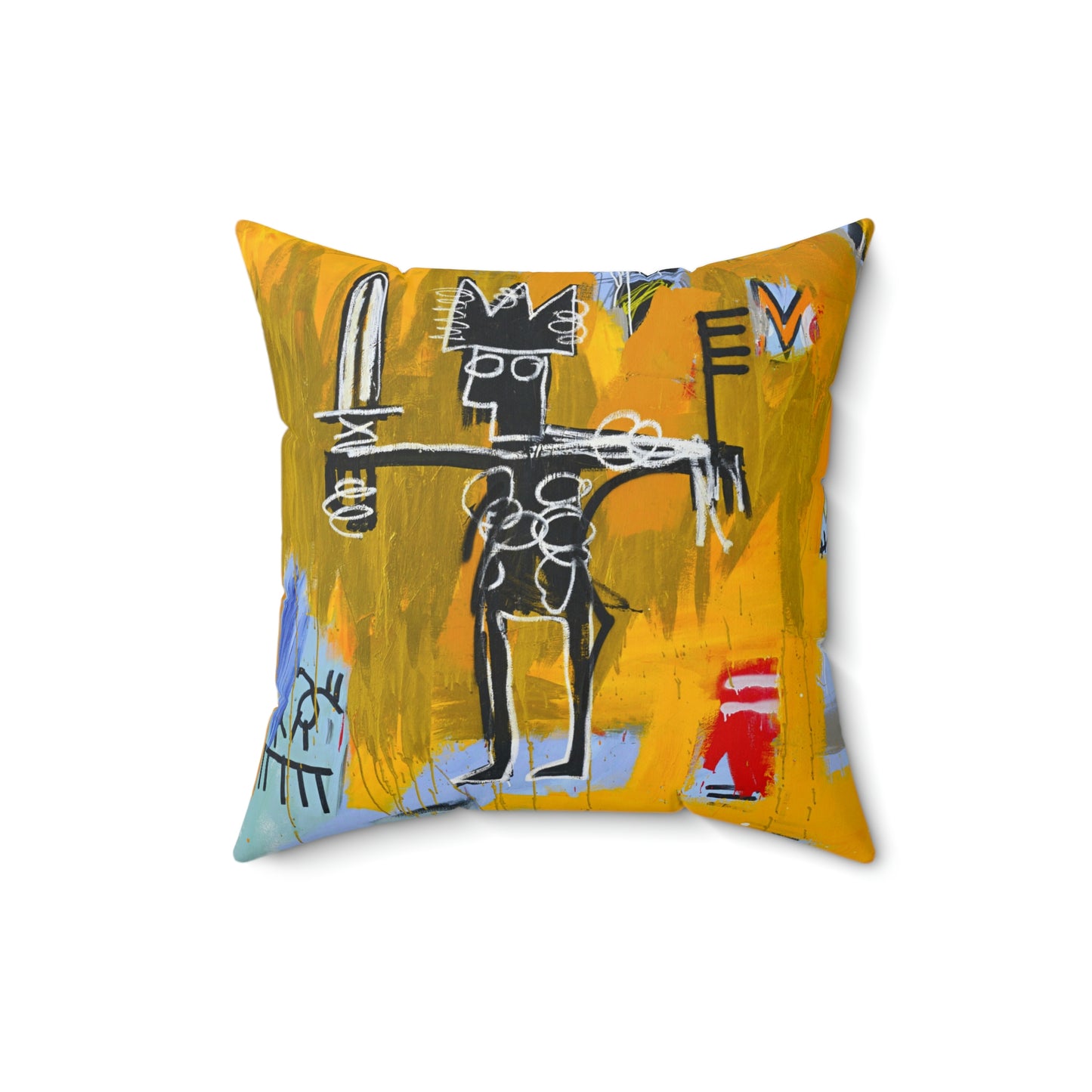 Jean-Michel Basquiat "Julius Caesar on Gold" Artwork Square Throw Pillow