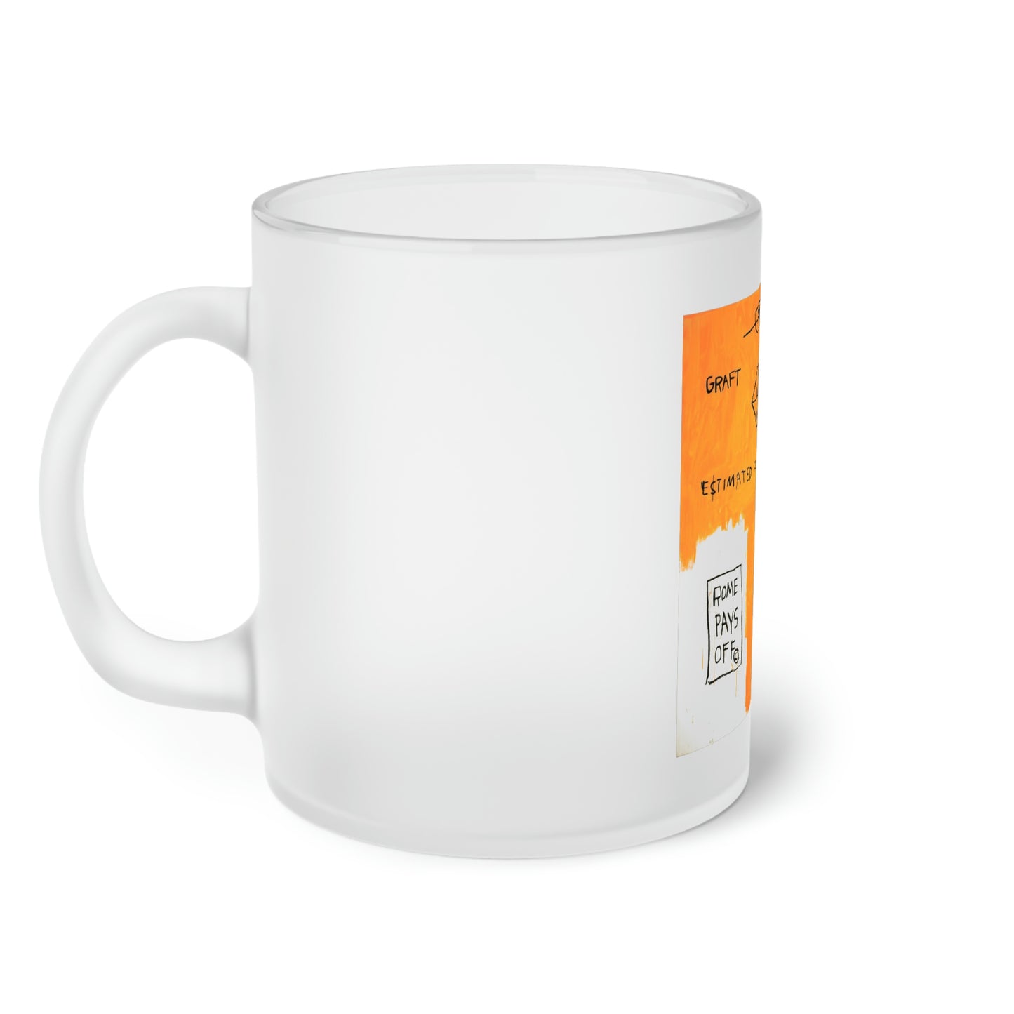 Jean-Michel Basquiat "Rome Pays Off" Frosted Glass Mug