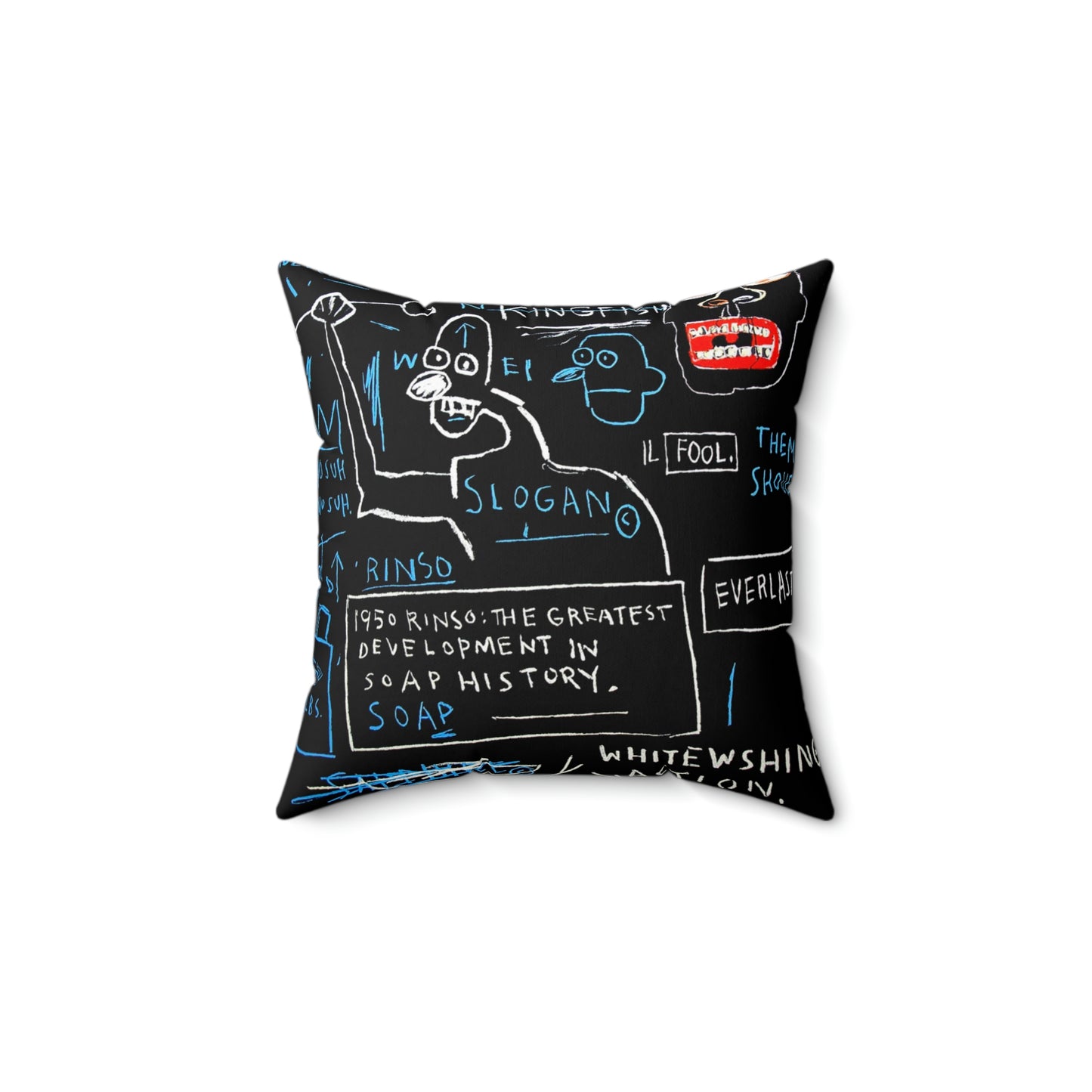 Jean-Michel Basquiat "Rinso" Artwork Square Throw Pillow