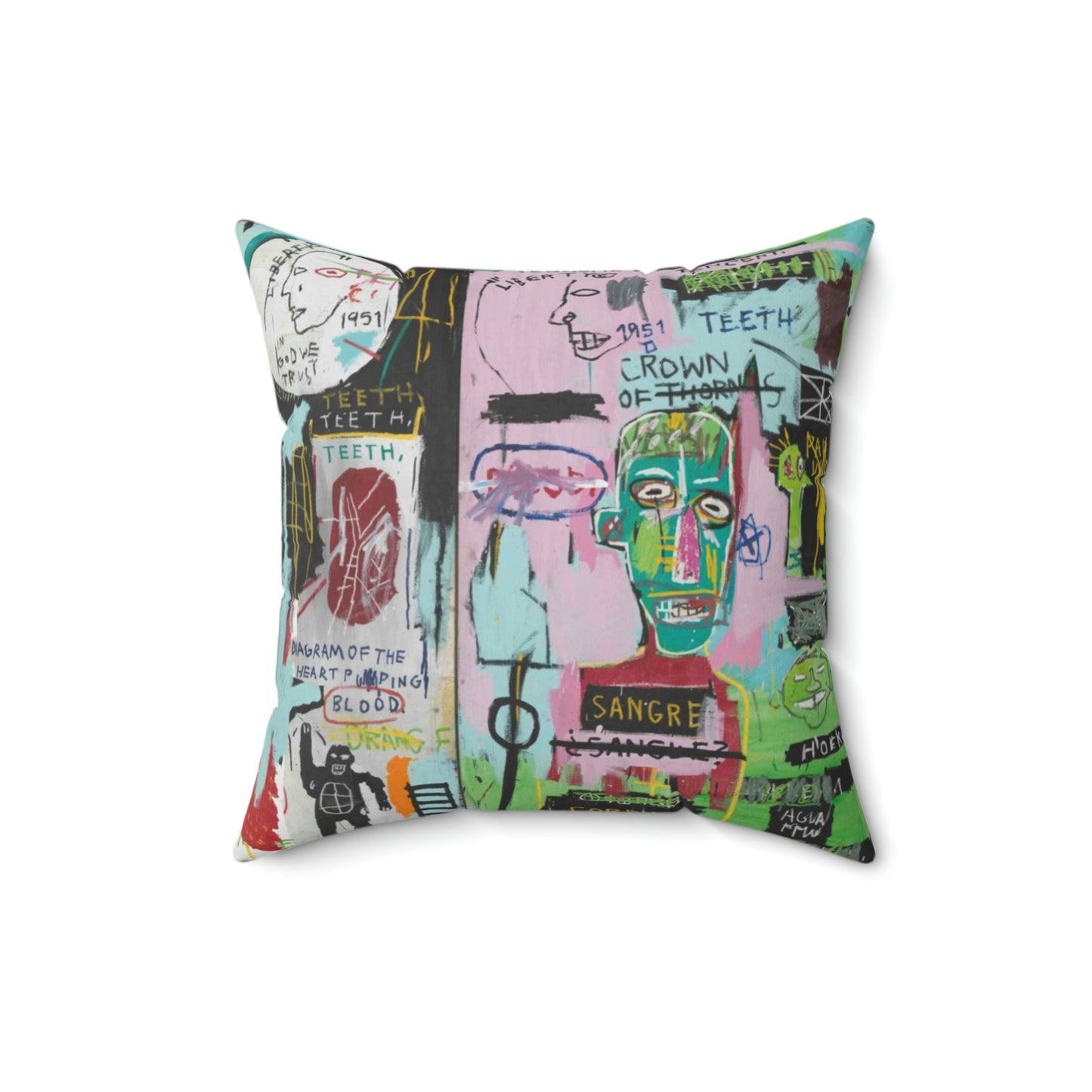 Jean-Michel Basquiat "In Italian" Artwork Square Throw Pillow