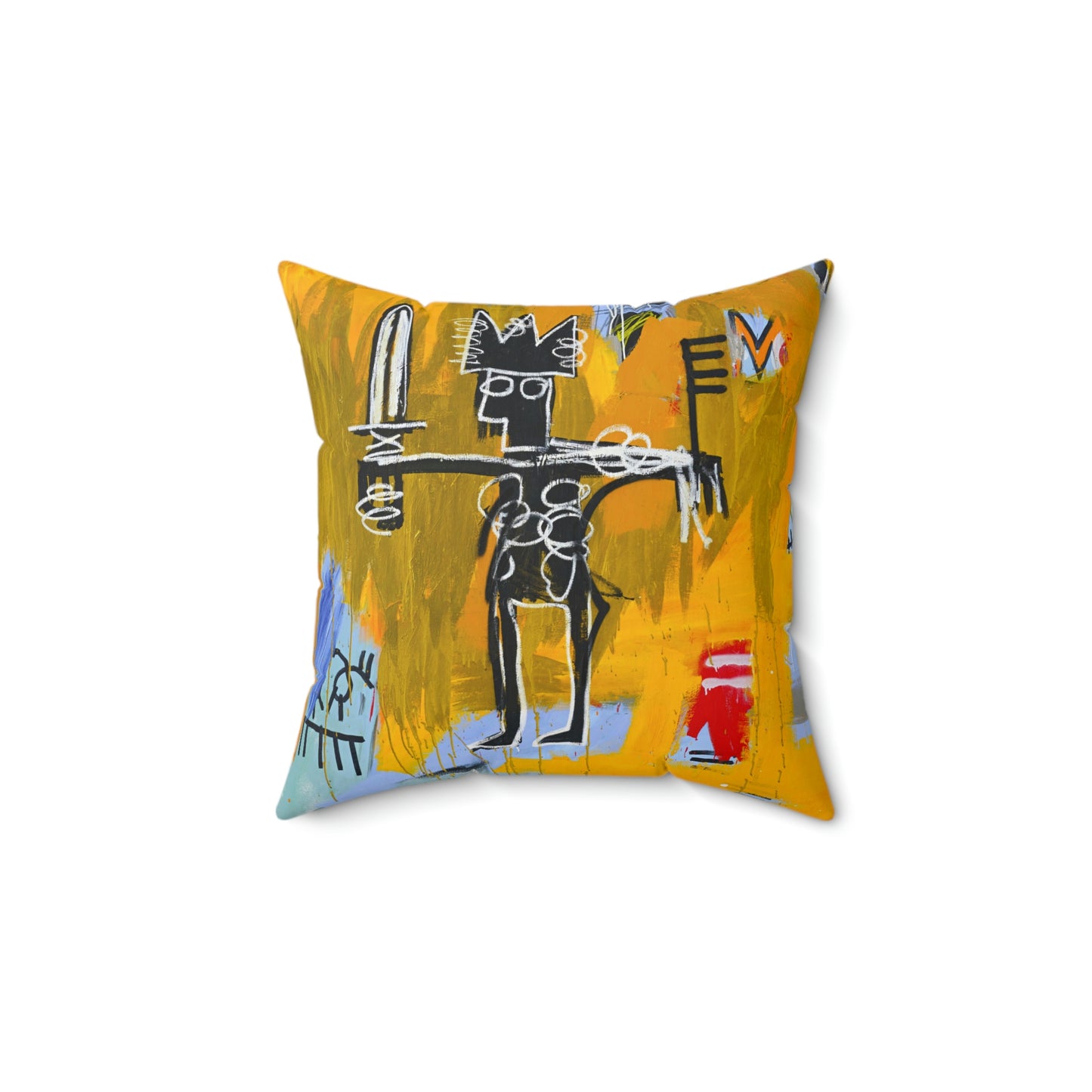 Jean-Michel Basquiat "Julius Caesar on Gold" Artwork Square Throw Pillow