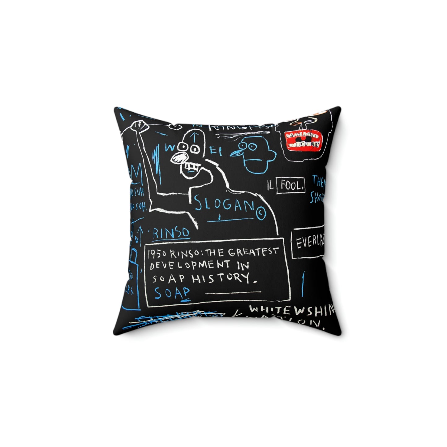 Jean-Michel Basquiat "Rinso" Artwork Square Throw Pillow