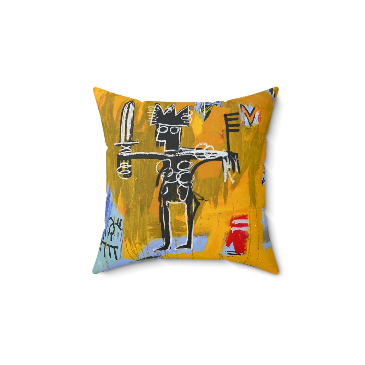 Jean-Michel Basquiat "Julius Caesar on Gold" Artwork Square Throw Pillow