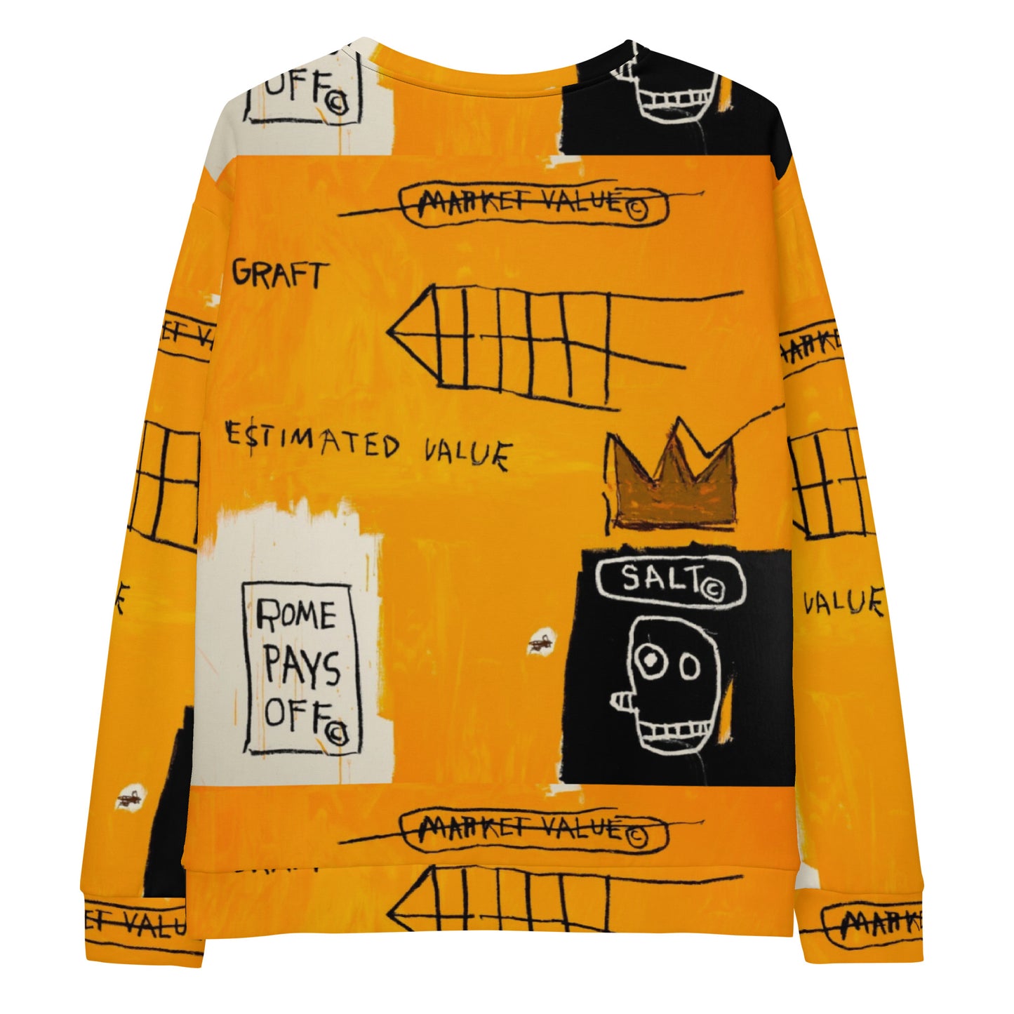 Jean-Michel Basquiat "Rome Pays Off" Artwork Printed Premium Streetwear Crewneck Sweatshirt