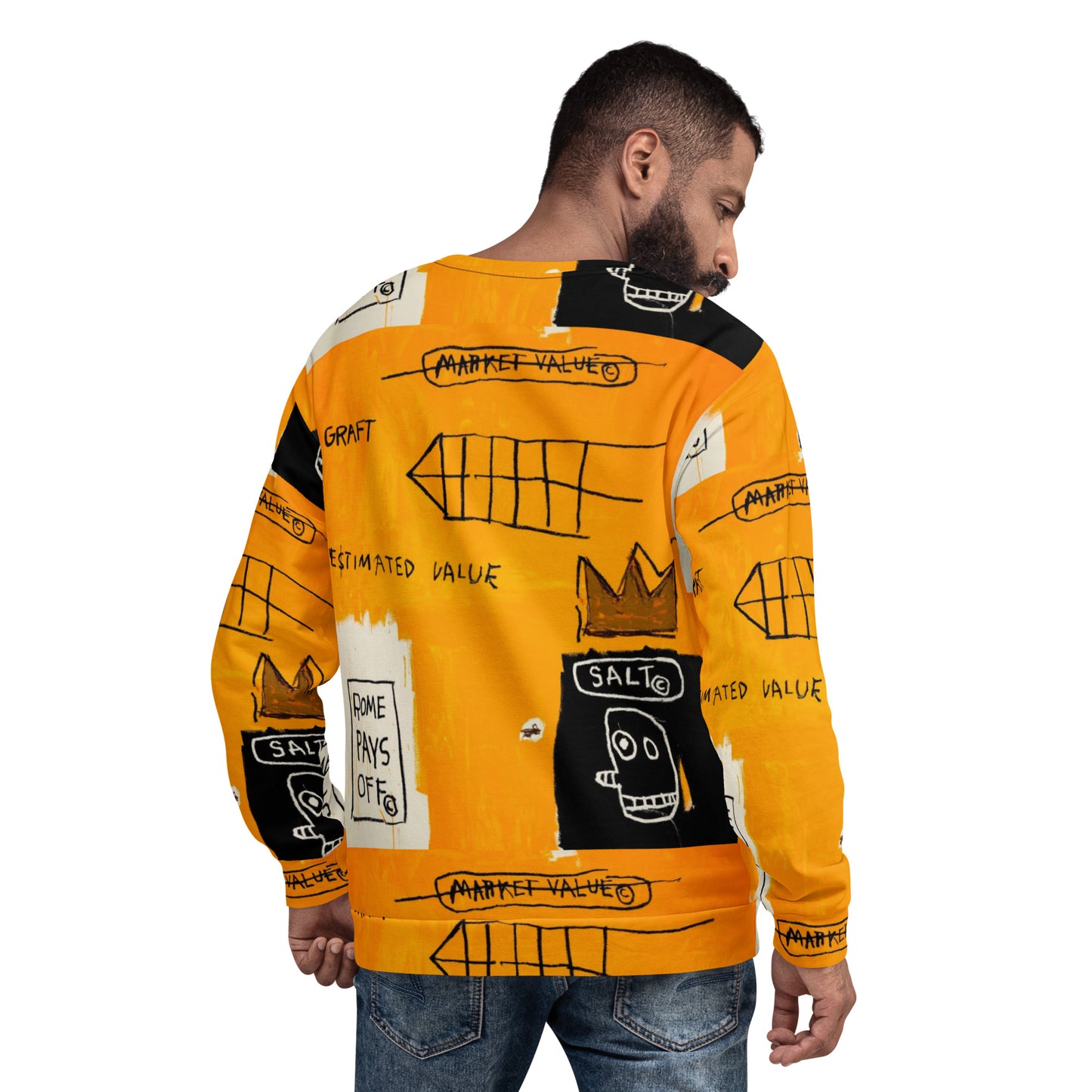 Jean-Michel Basquiat "Rome Pays Off" Artwork Printed Premium Streetwear Crewneck Sweatshirt