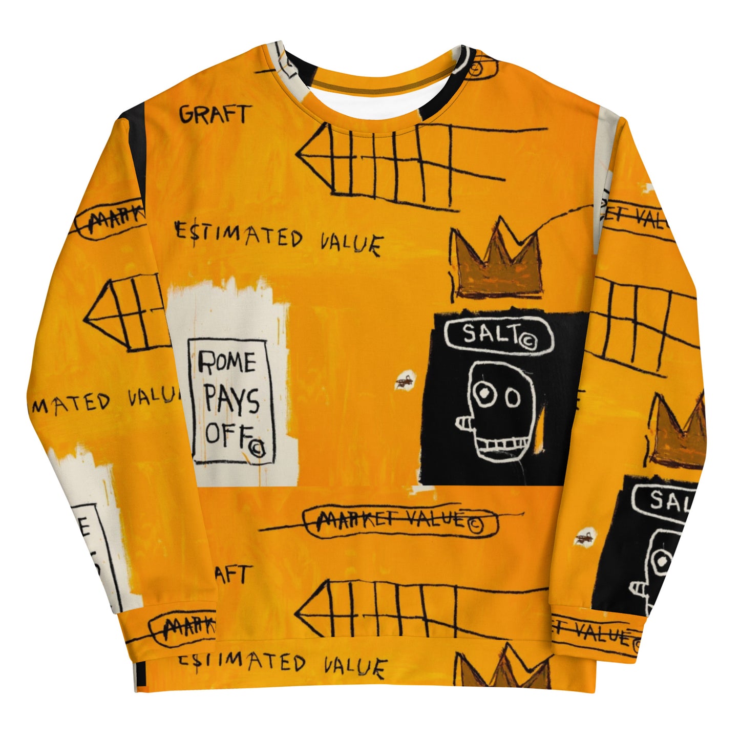 Jean-Michel Basquiat "Rome Pays Off" Artwork Printed Premium Streetwear Crewneck Sweatshirt