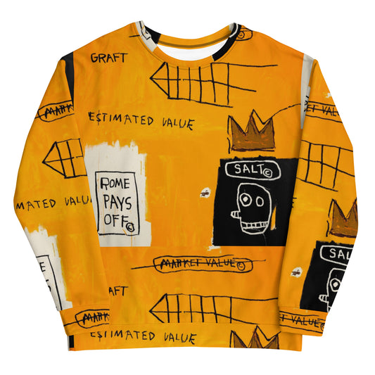 Jean-Michel Basquiat "Rome Pays Off" Artwork Printed Premium Streetwear Crewneck Sweatshirt