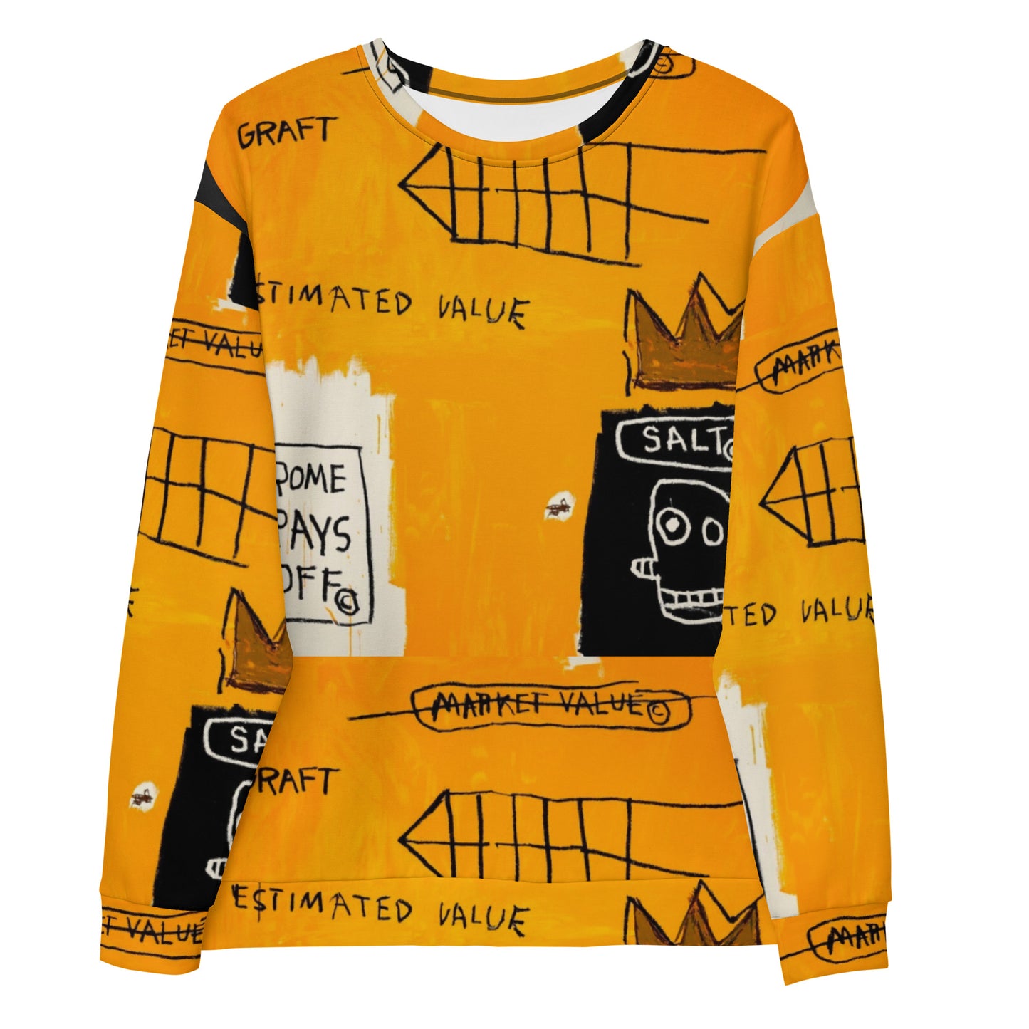 Jean-Michel Basquiat "Rome Pays Off" Artwork Printed Premium Streetwear Crewneck Sweatshirt