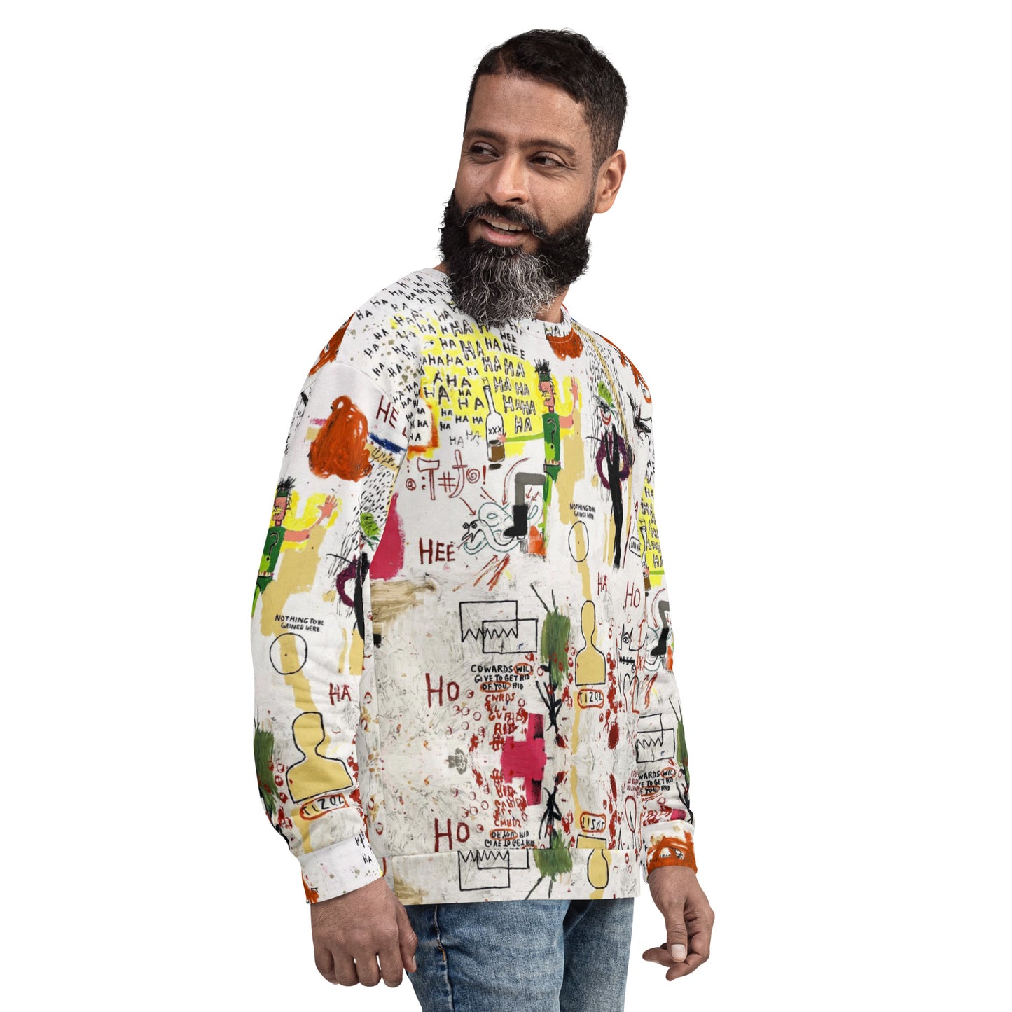 Jean-Michel Basquiat "Riddle Me This Batman" Artwork Printed Premium Streetwear Crewneck Sweatshirt Harajuku Graffiti