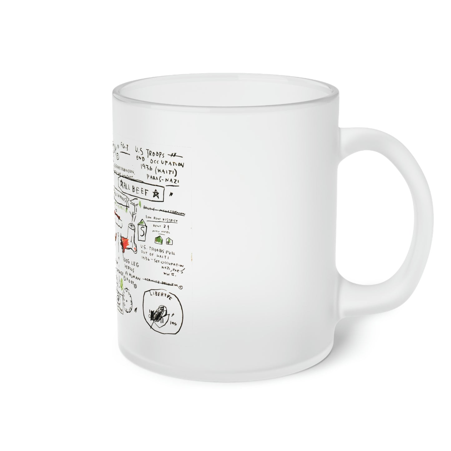 Jean-Michel Basquiat "Dog Leg Study" Frosted Glass Mug