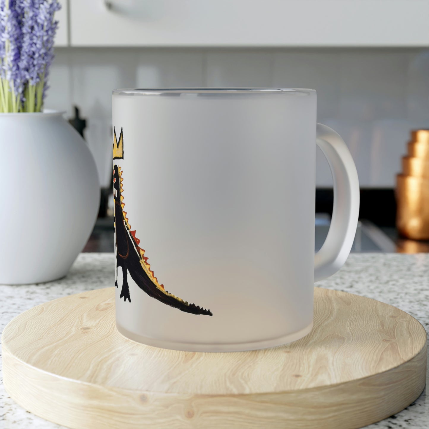 Jean-Michel Basquiat "Dinosaur" Frosted Glass Mug
