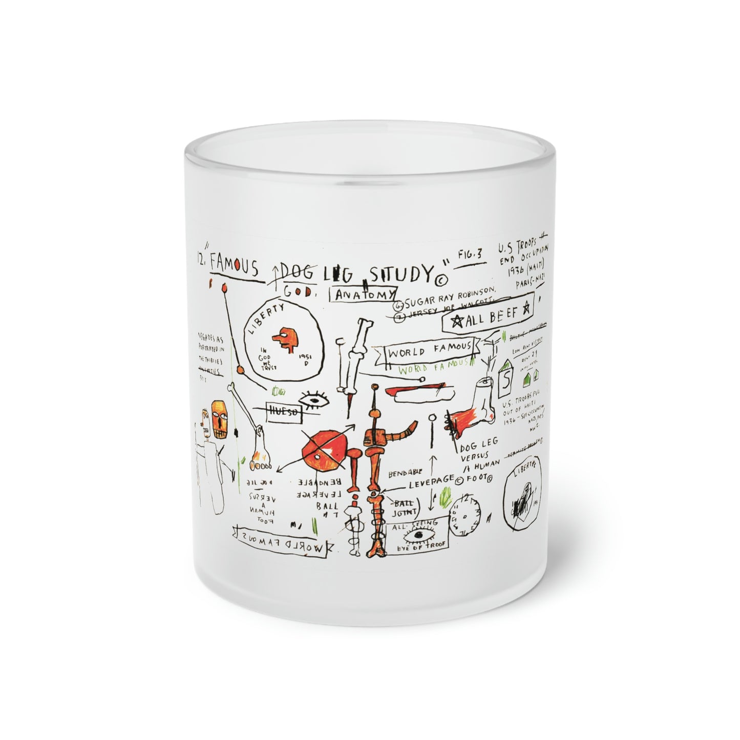 Jean-Michel Basquiat "Dog Leg Study" Frosted Glass Mug