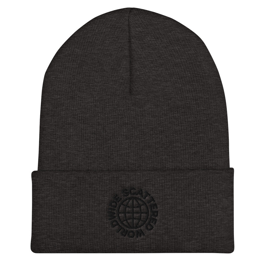 Black Embroidered Worldwide Logo Cuffed Beanie