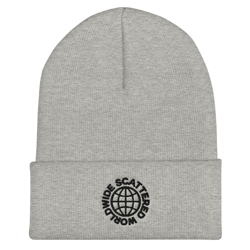 Black Embroidered Worldwide Logo Cuffed Beanie