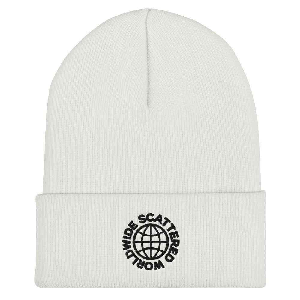 Black Embroidered Worldwide Logo Cuffed Beanie