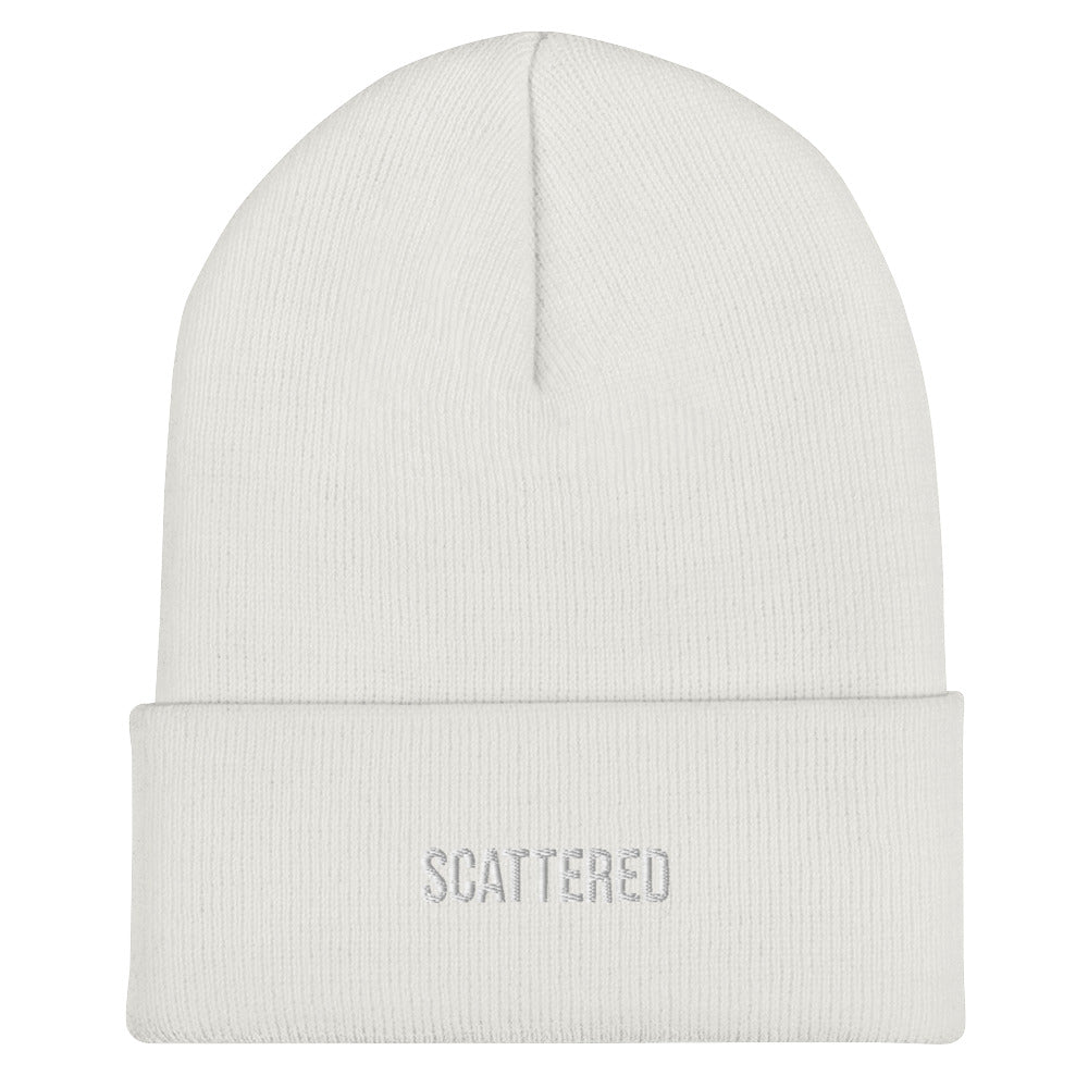 White Embroidered Logo Cuffed Beanie