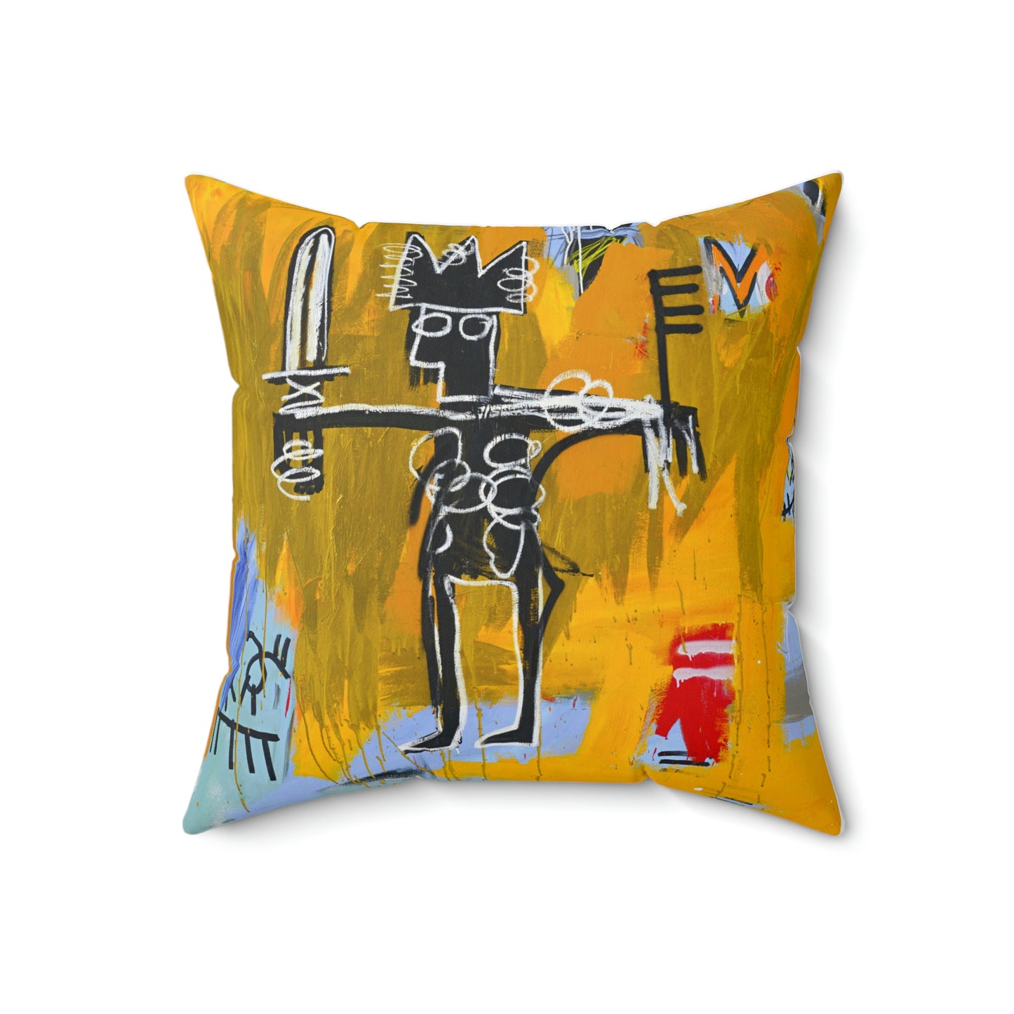 Jean-Michel Basquiat "Julius Caesar on Gold" Artwork Square Throw Pillow