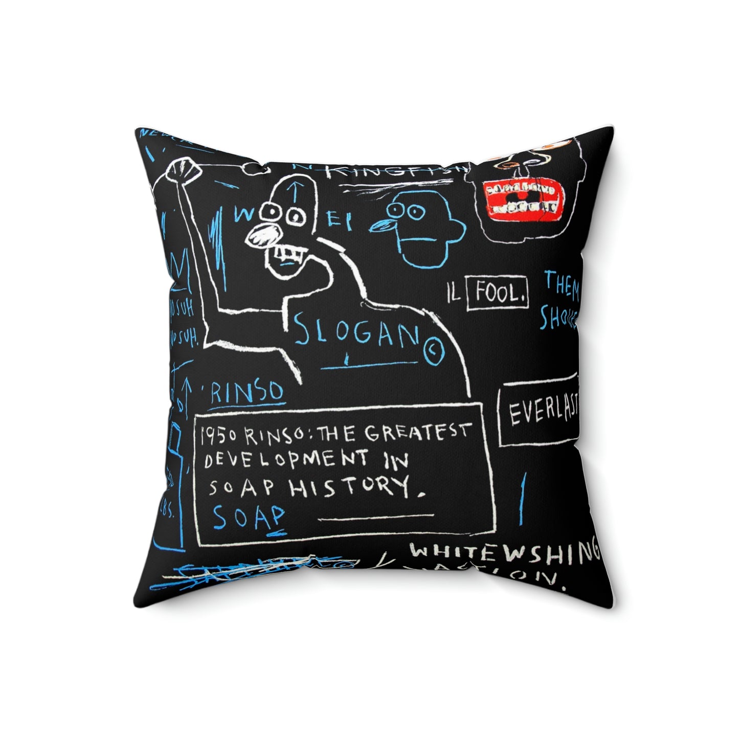 Jean-Michel Basquiat "Rinso" Artwork Square Throw Pillow