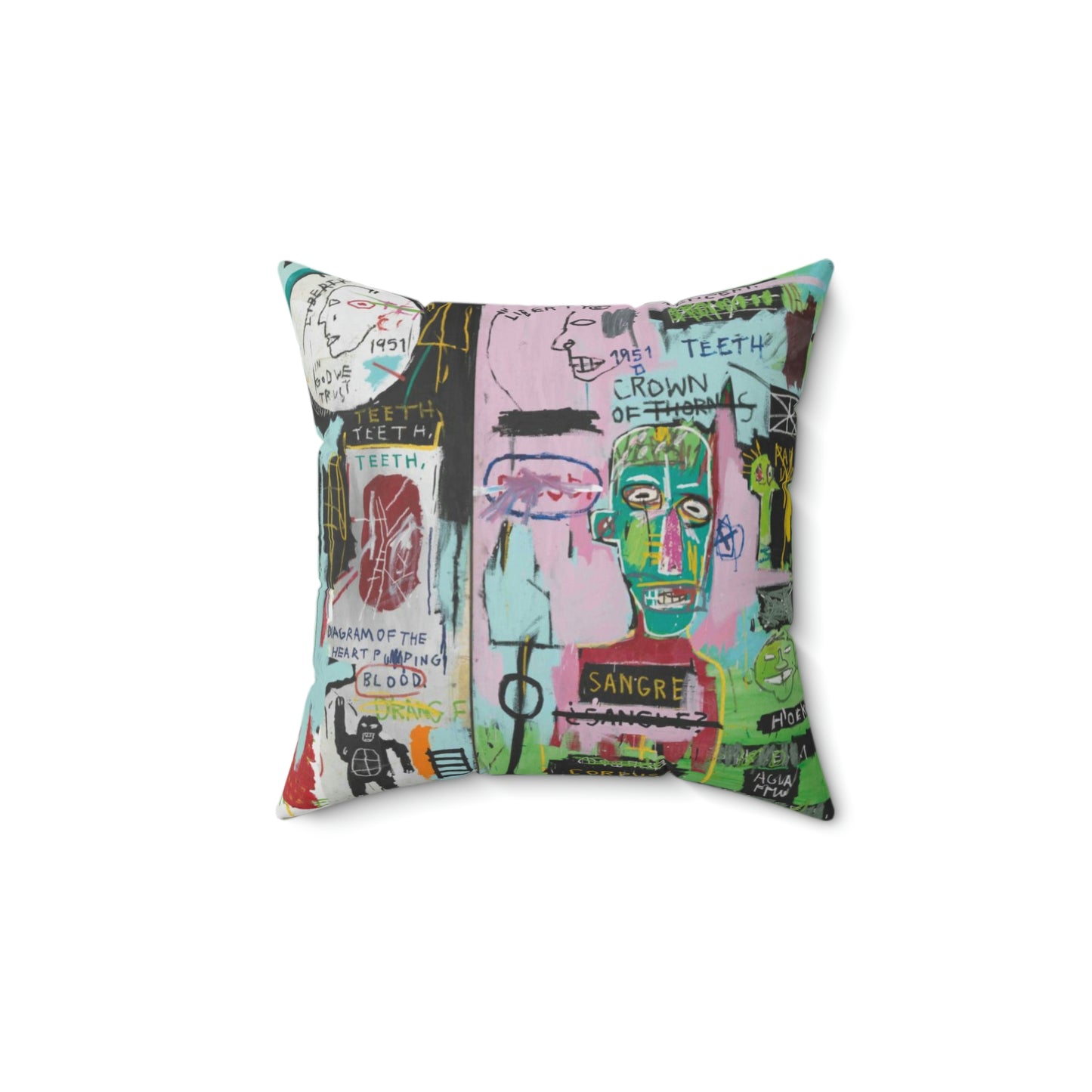 Jean-Michel Basquiat "In Italian" Artwork Square Throw Pillow