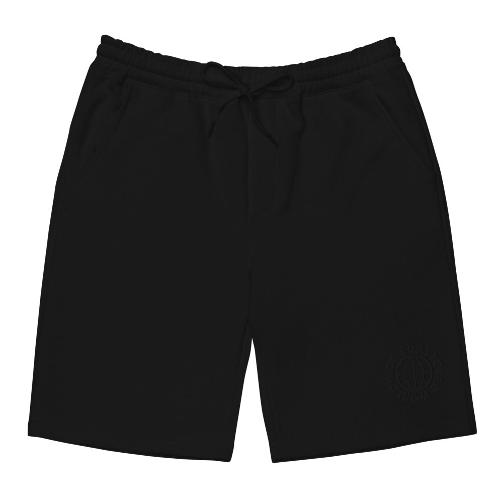 Black Embroidered Worldwide Logo Shorts