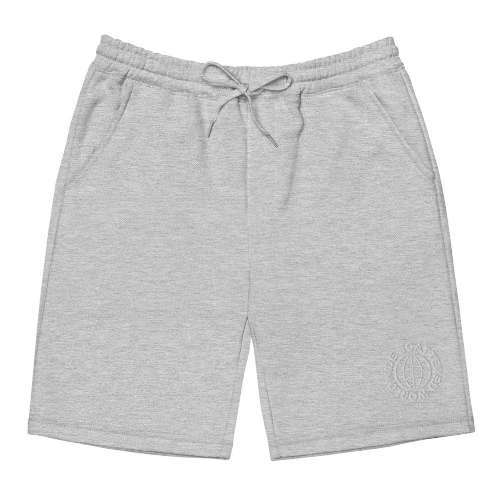 White Embroidered Worldwide Logo Shorts