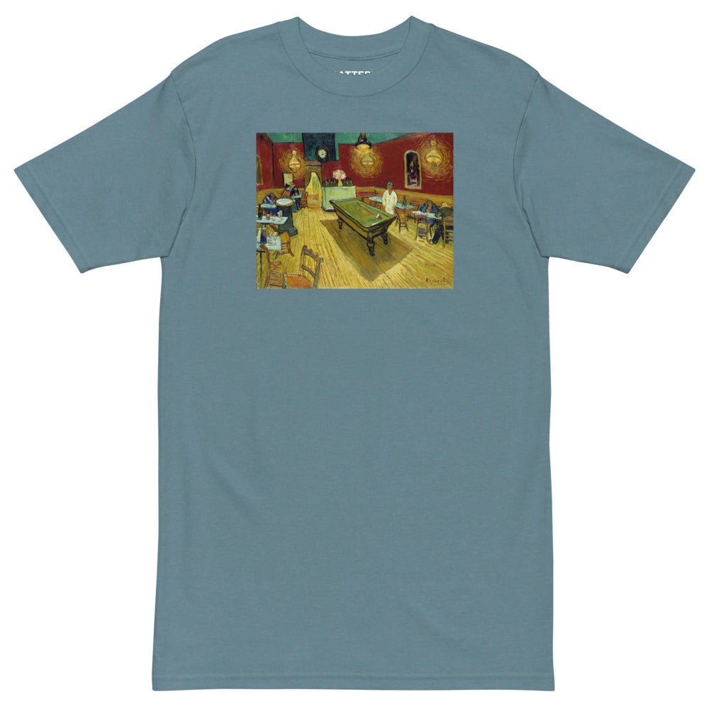 Vincent Van Gogh Le Café de Nuit (The Night Café) Painting Printed Premium Blue T-shirt Streetwear