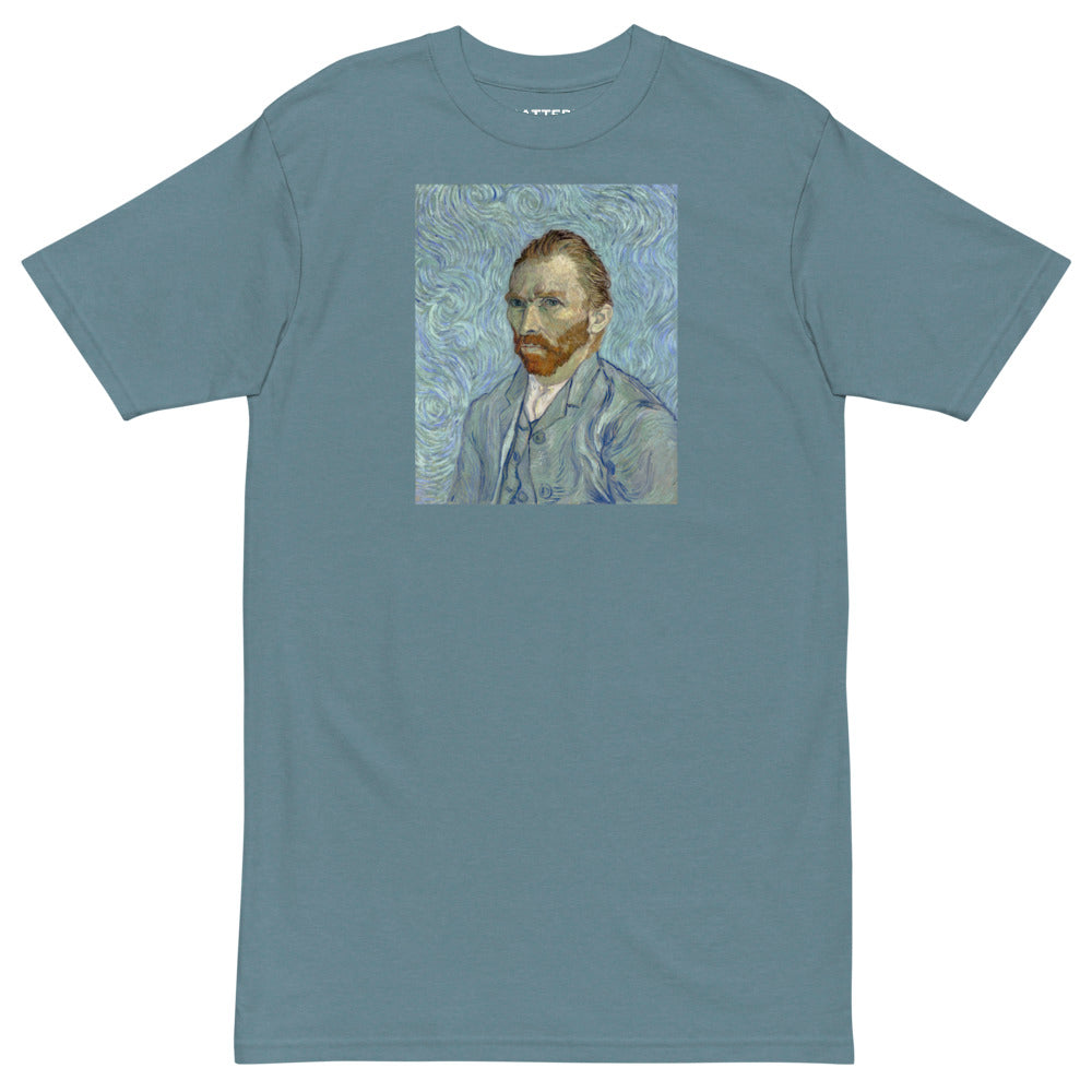 Vincent Van Gogh Self-portrait (1889) Painting Printed Premium Blue T-shirt Streetwear
