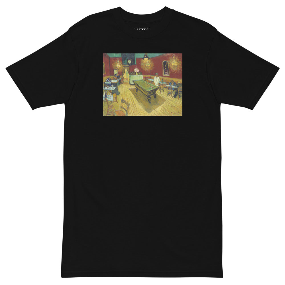 Vincent Van Gogh Le Café de Nuit (The Night Café) Painting Printed Premium Black T-shirt Streetwear