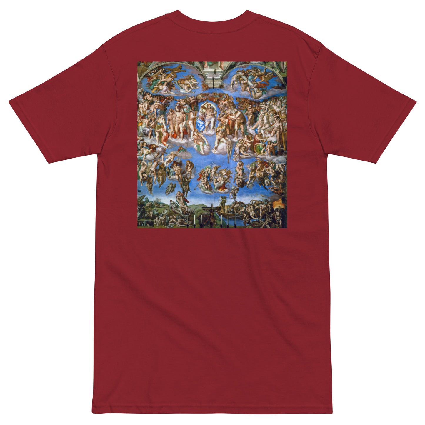 Michelangelo Buonarroti's The Last Judgment Embroidered + Printed Premium Christian Streetwear T-shirt