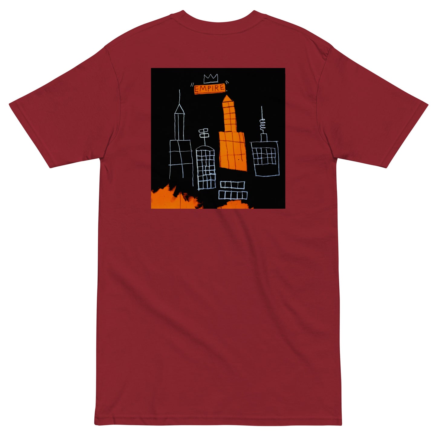 Jean-Michel Basquiat "Mecca" 1982 Artwork Embroidered + Printed Premium Streetwear T-shirt Red