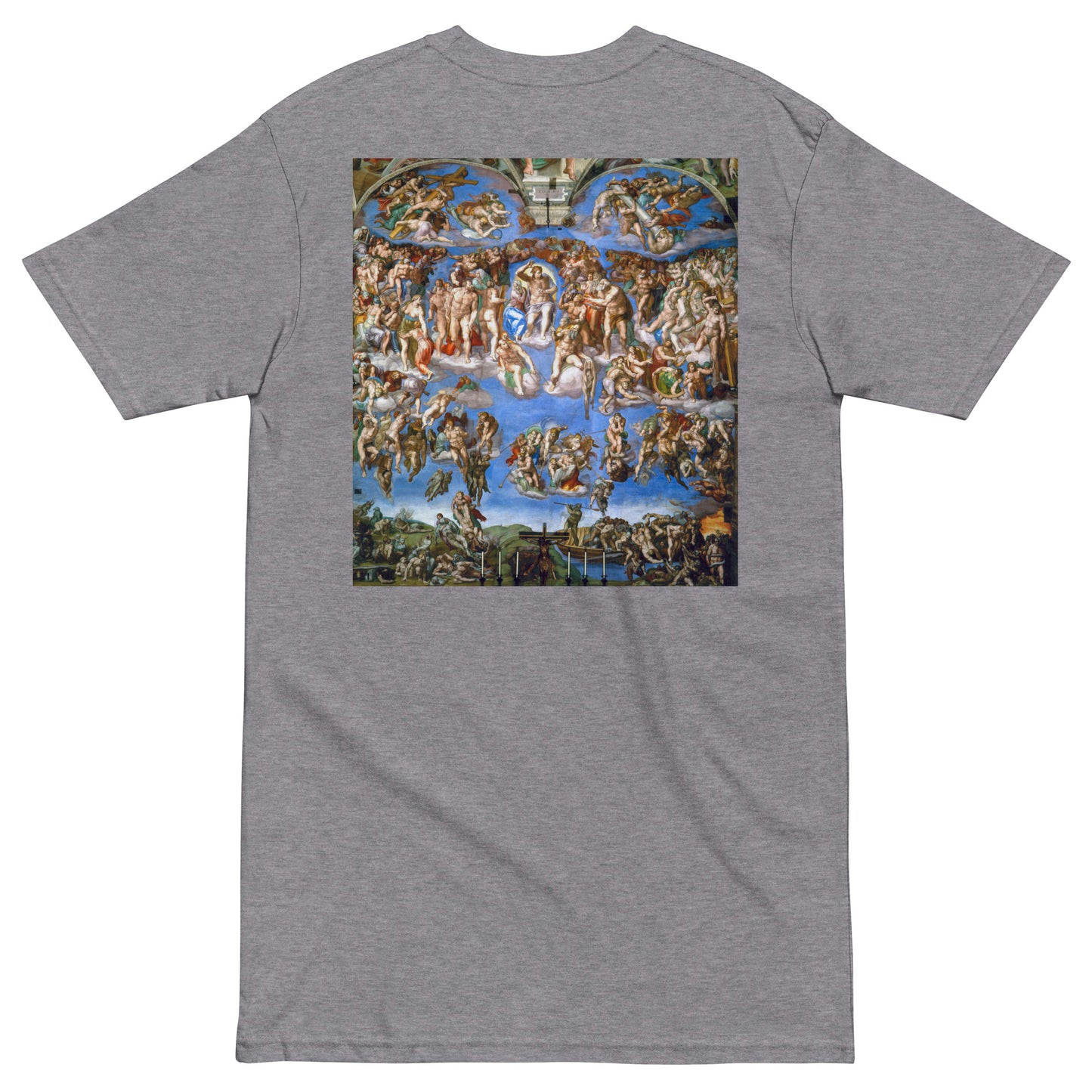 Michelangelo Buonarroti's The Last Judgment Embroidered + Printed Premium Christian Streetwear T-shirt