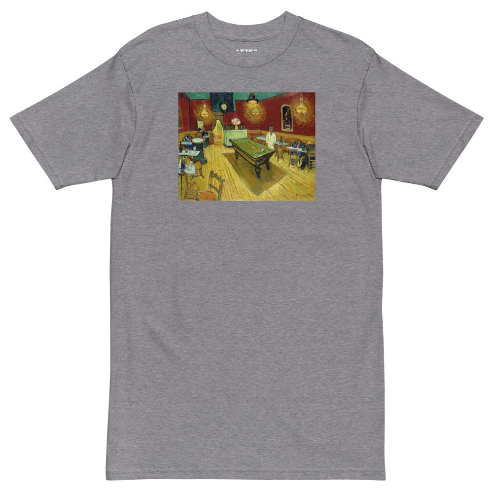 Vincent Van Gogh Le Café de Nuit (The Night Café) Painting Printed Premium Grey T-shirt Streetwear